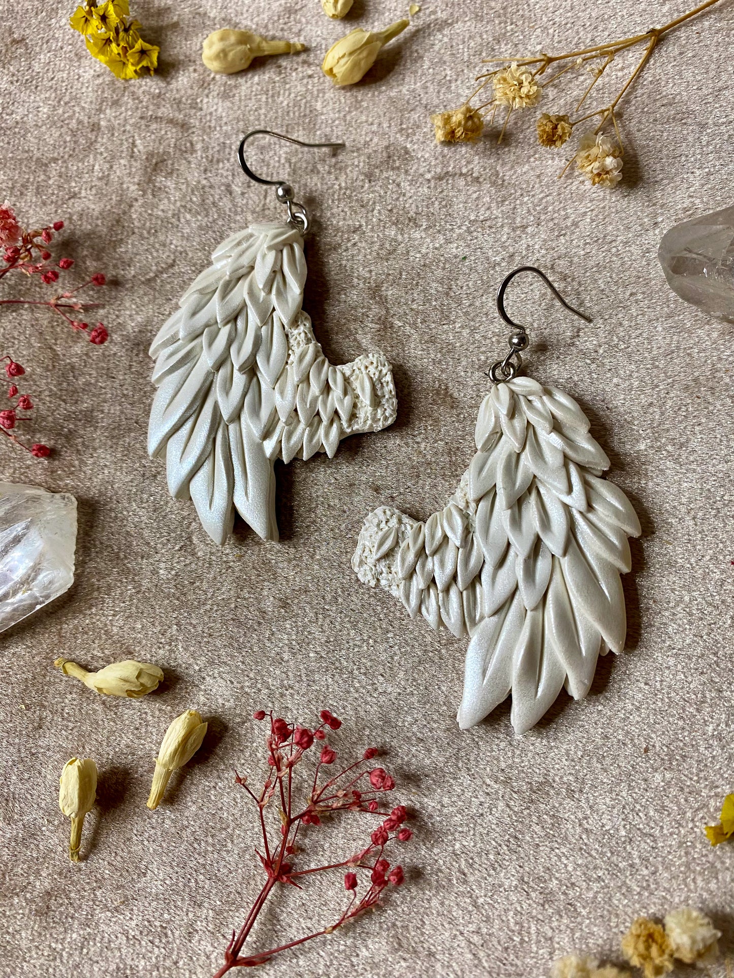 White Angel Wing Earrings