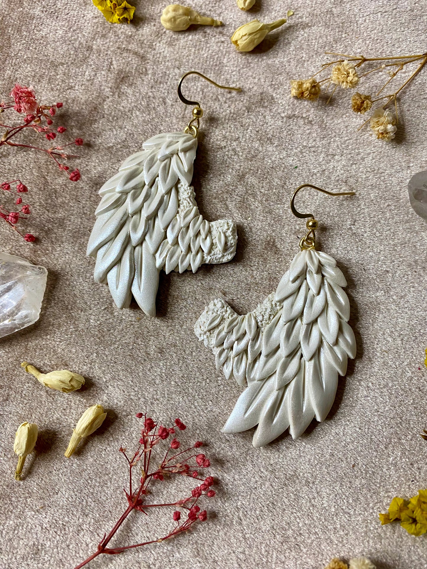 White Angel Wing Earrings