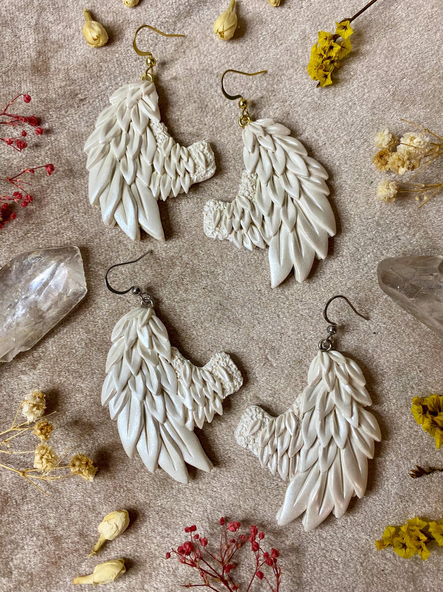 White Angel Wing Earrings