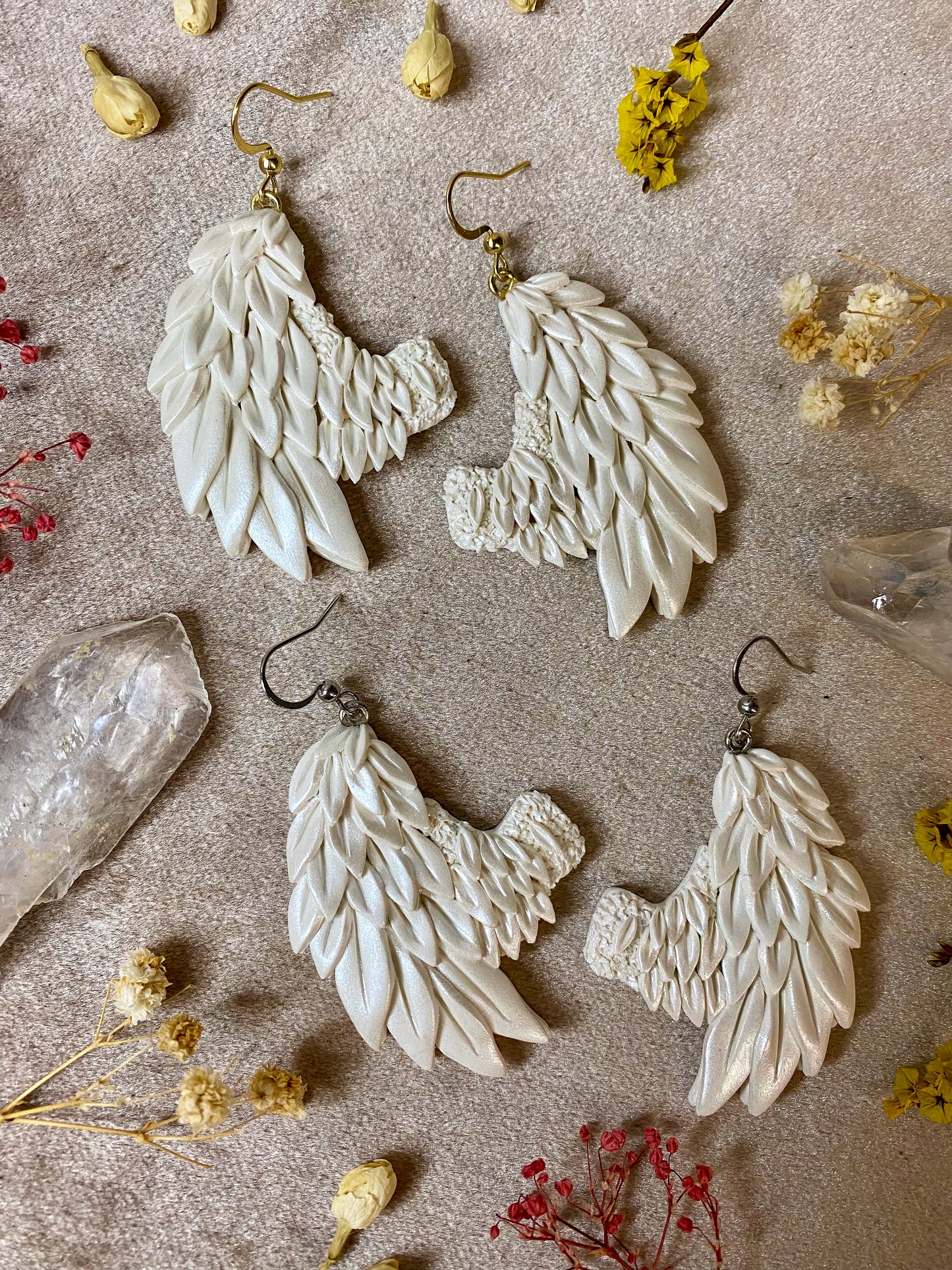 White Angel Wing Earrings