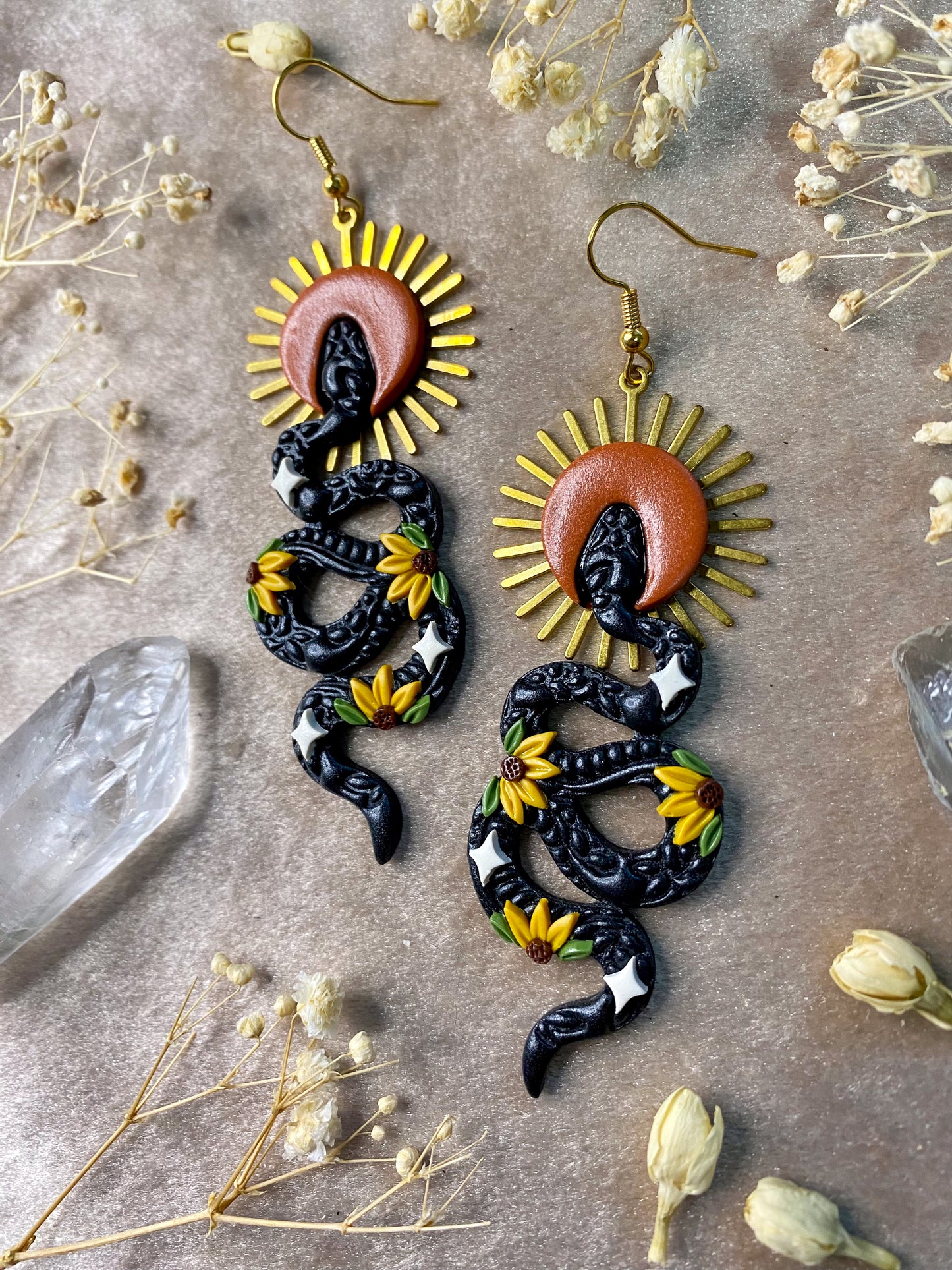 Sunflower Snake Rising Earrings