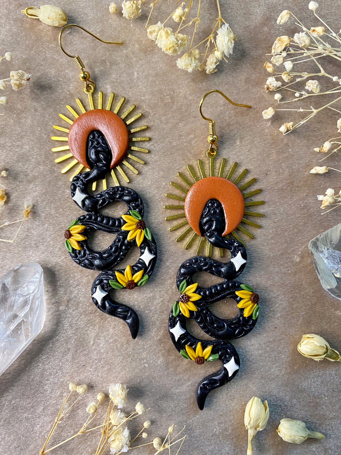 Sunflower Snake Rising Earrings