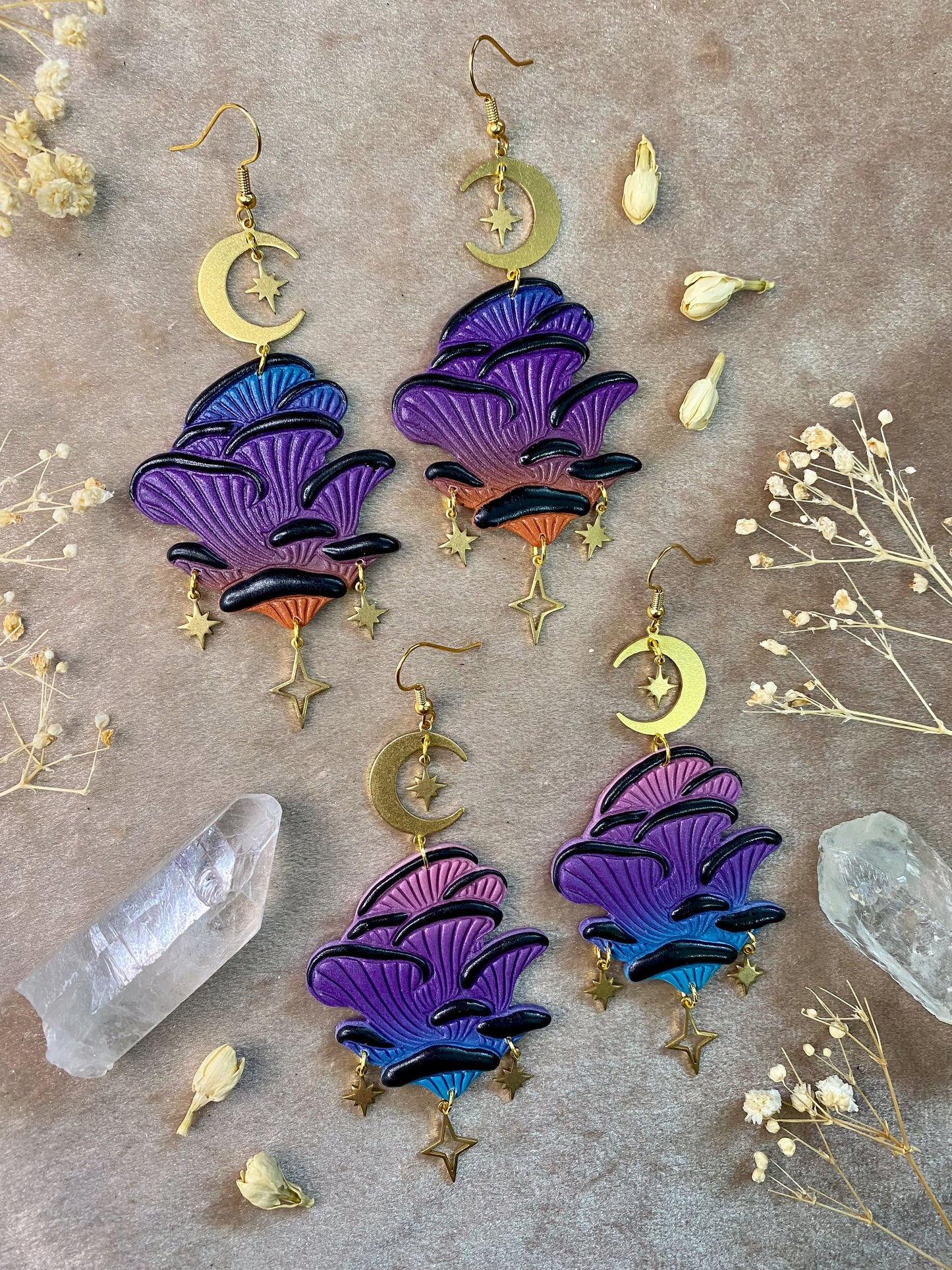 Ombre Oyster Mushroom Earrings