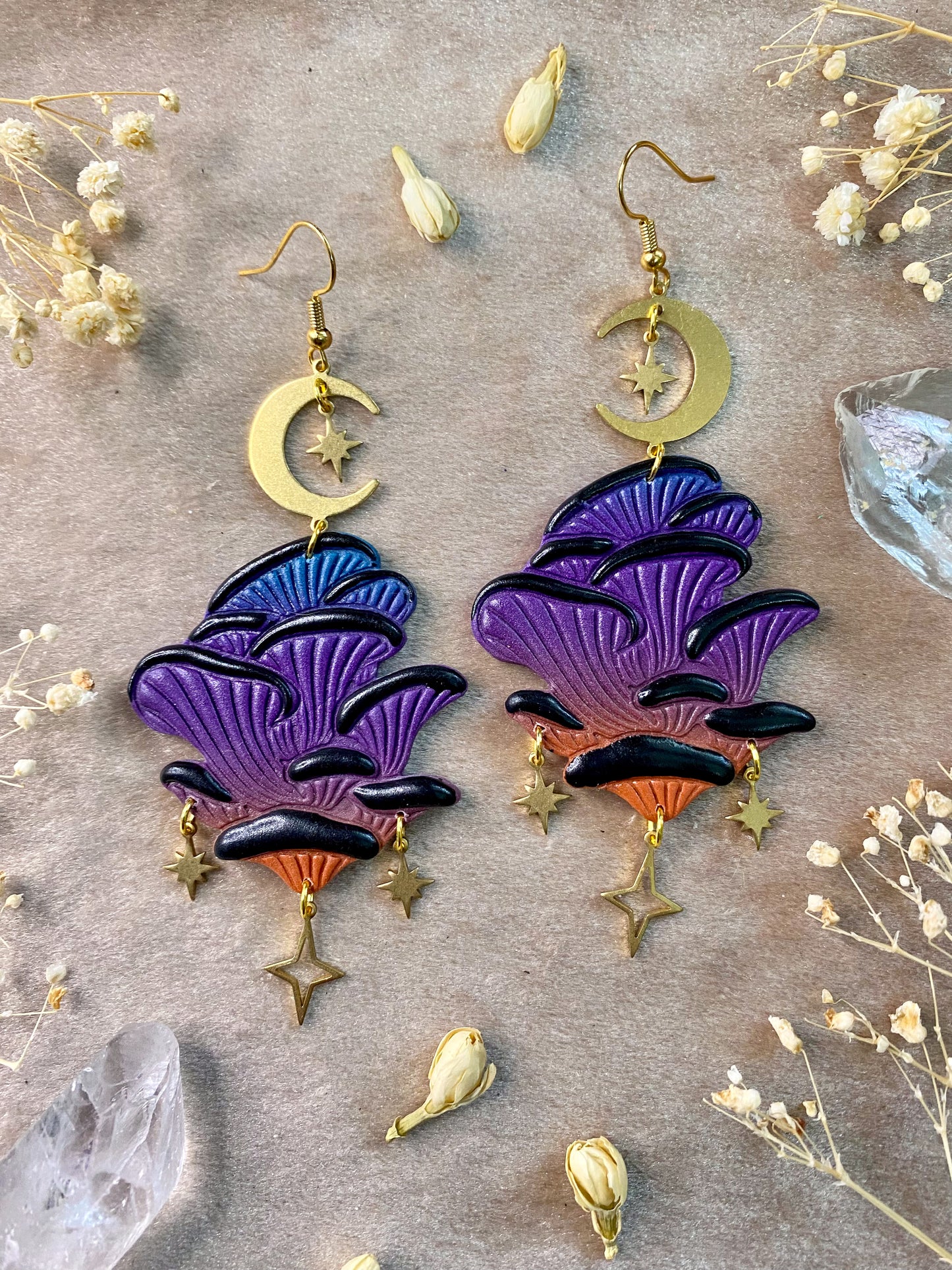 Ombre Oyster Mushroom Earrings