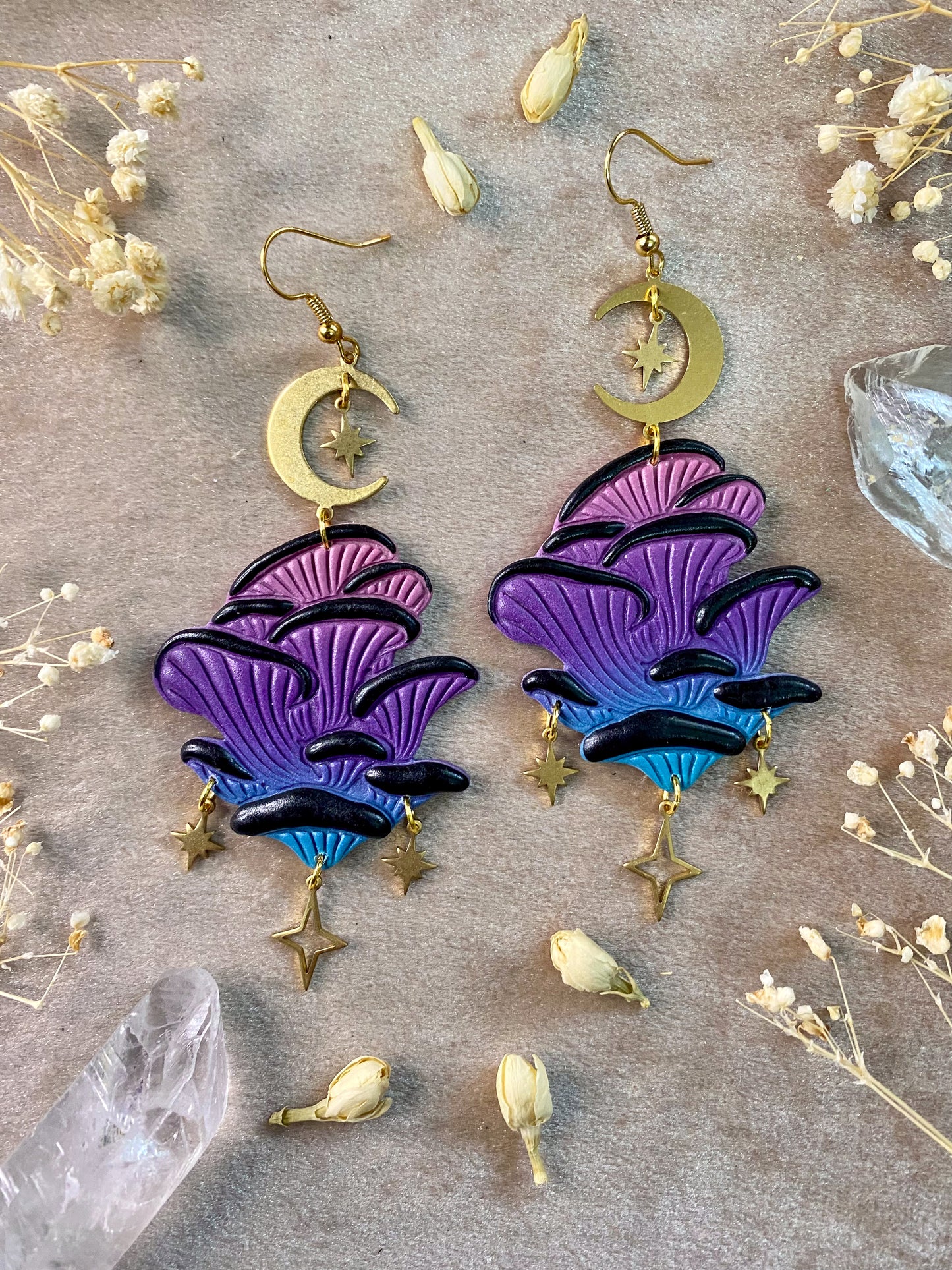 Ombre Oyster Mushroom Earrings