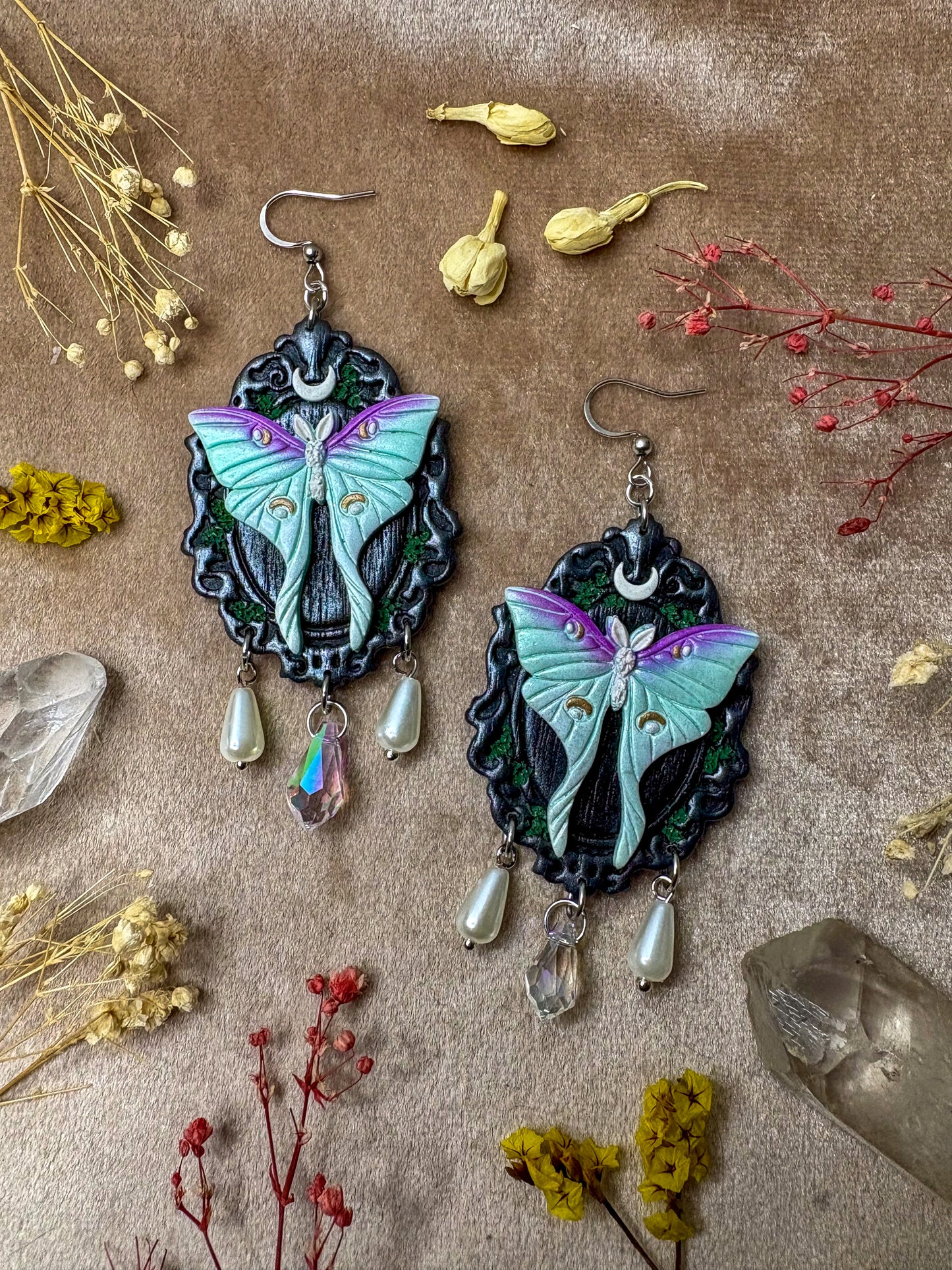 Luna Moth Frame Earrings