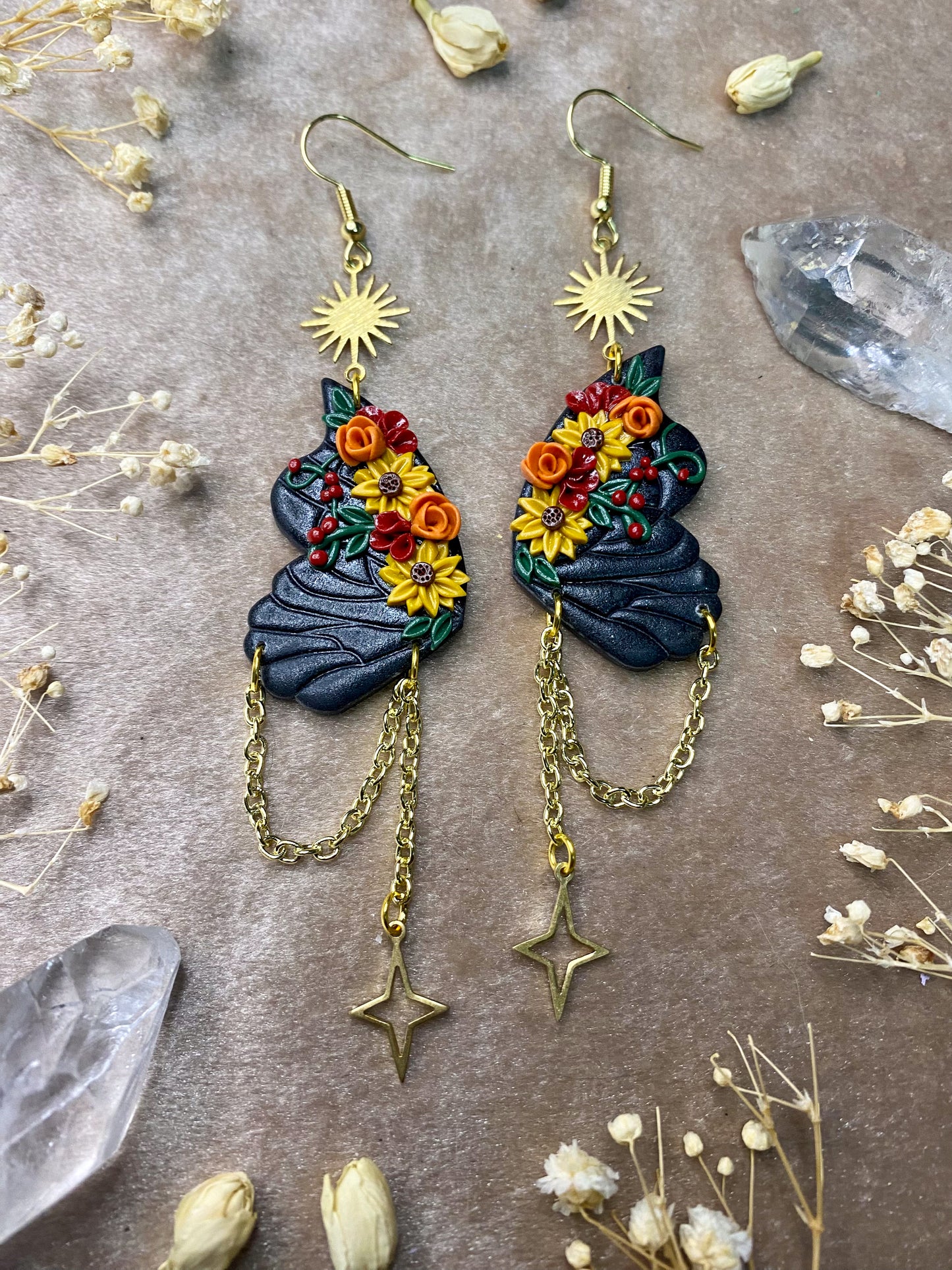 Sunflower Medley Butterfly Wing Earrings
