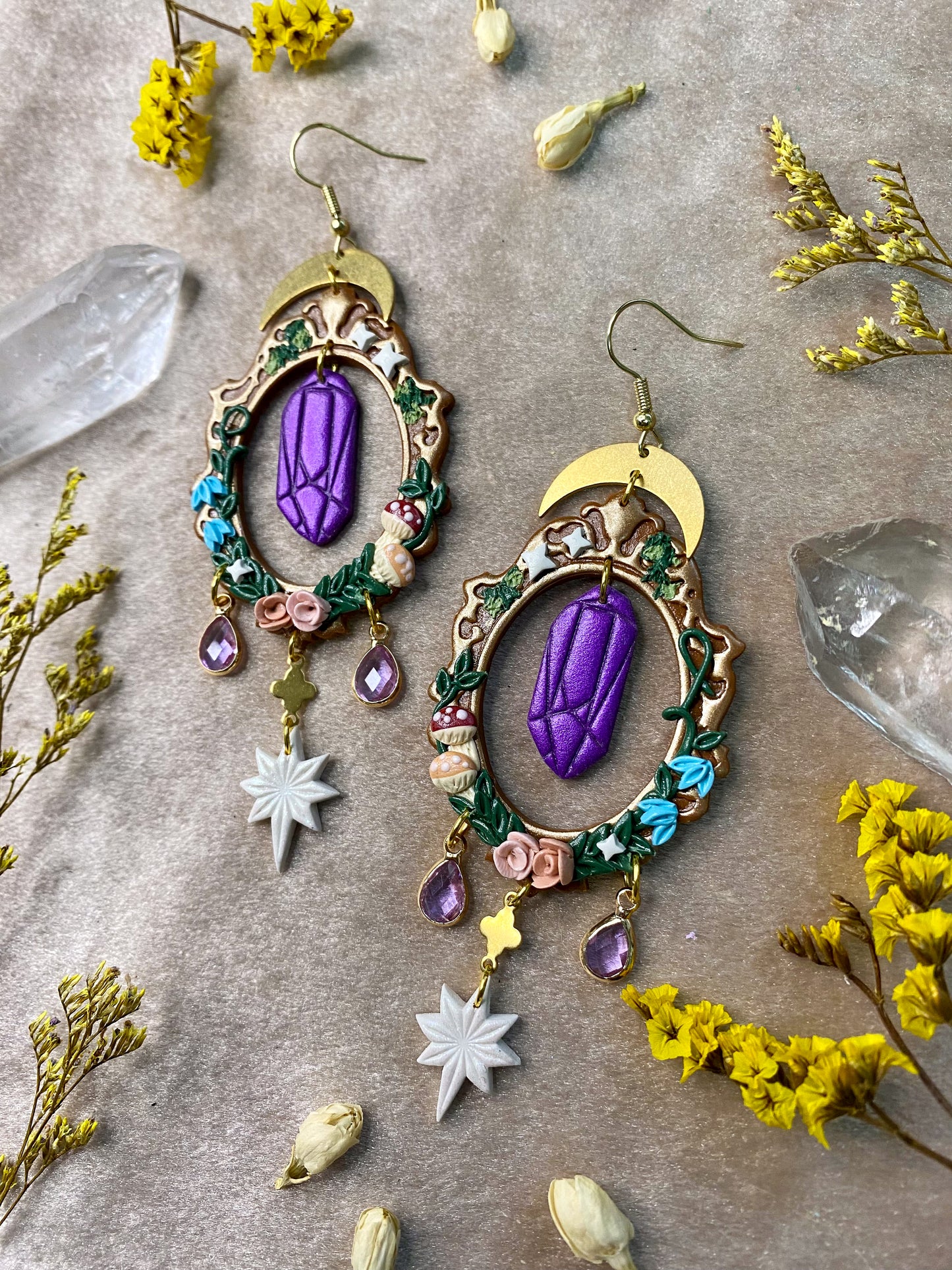 Vintage Fantasy Crystal Frame Earrings