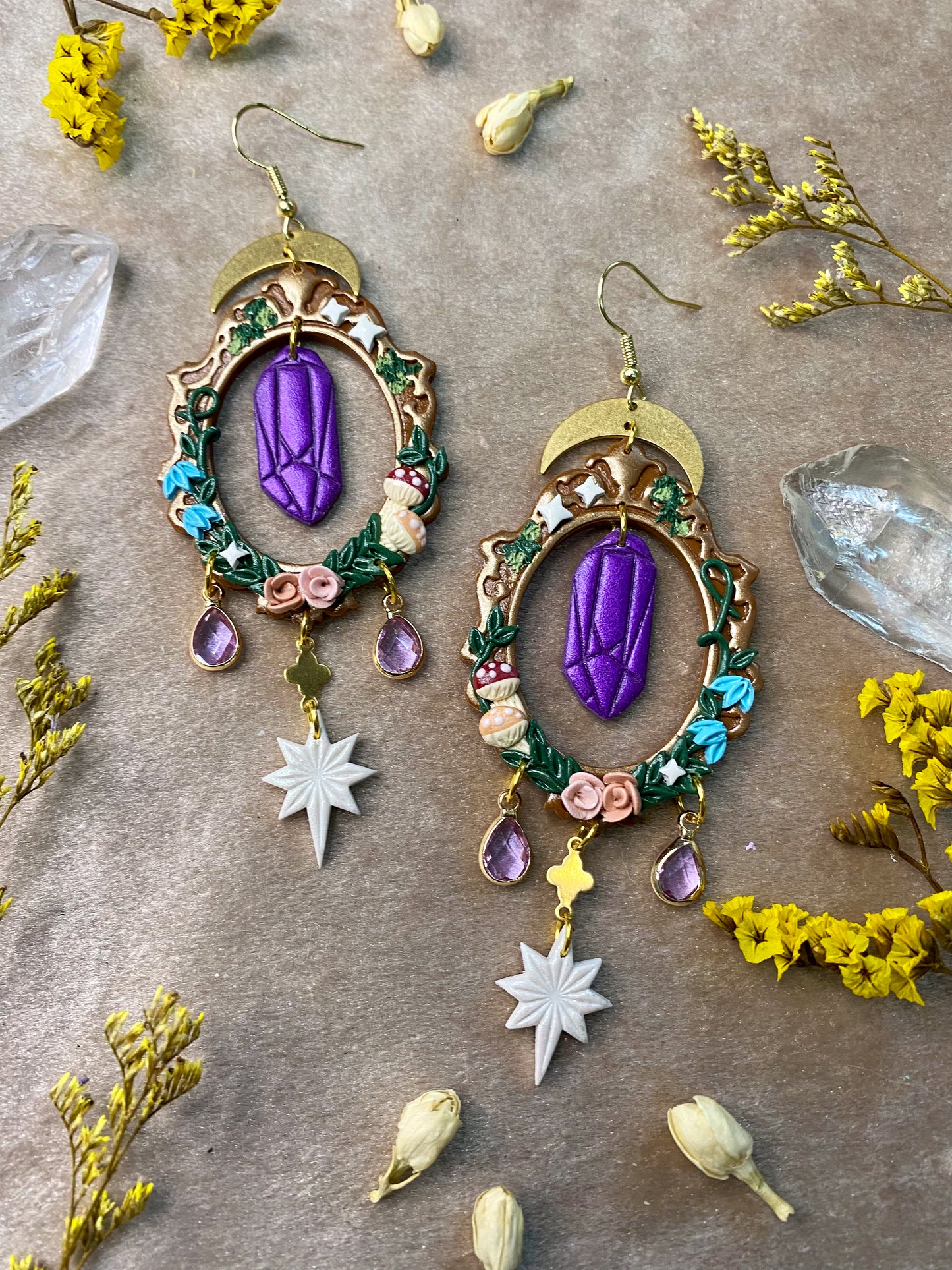 Vintage Fantasy Crystal Frame Earrings