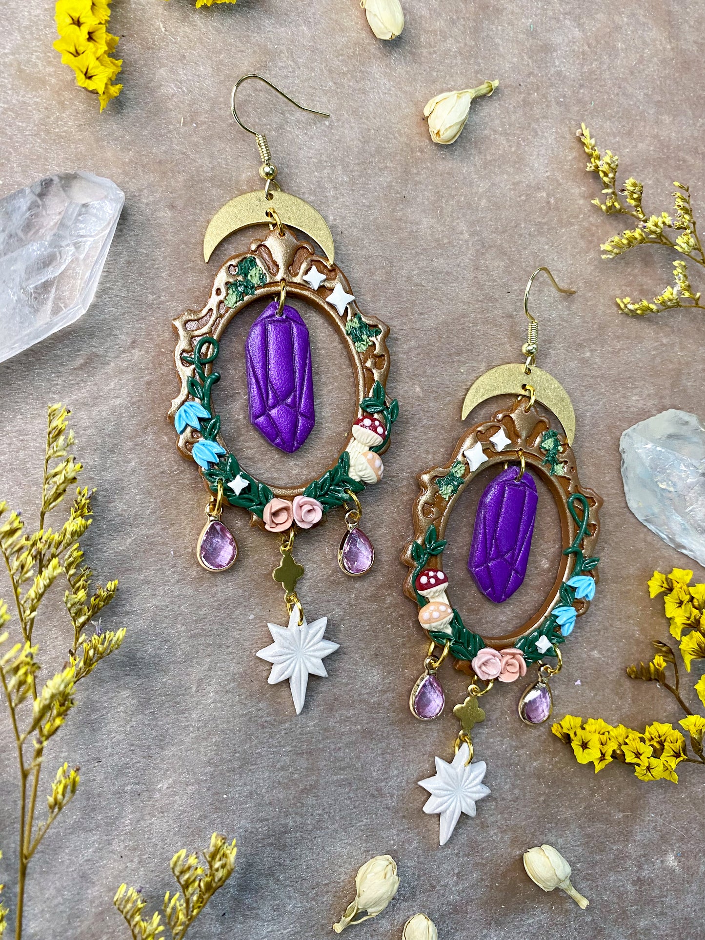 Vintage Fantasy Crystal Frame Earrings