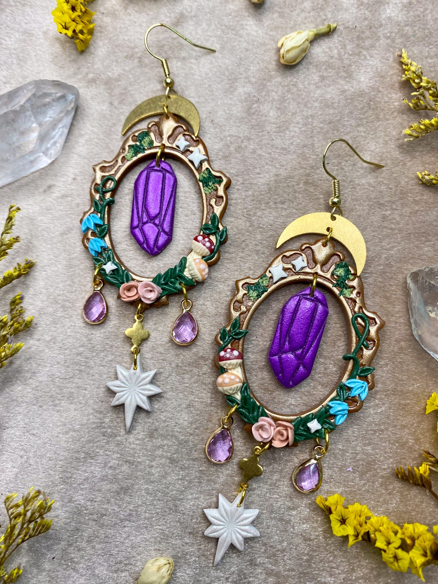 Vintage Fantasy Crystal Frame Earrings