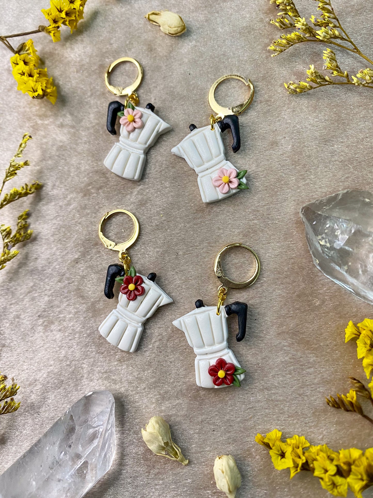 White Cafetera Midi Earrings