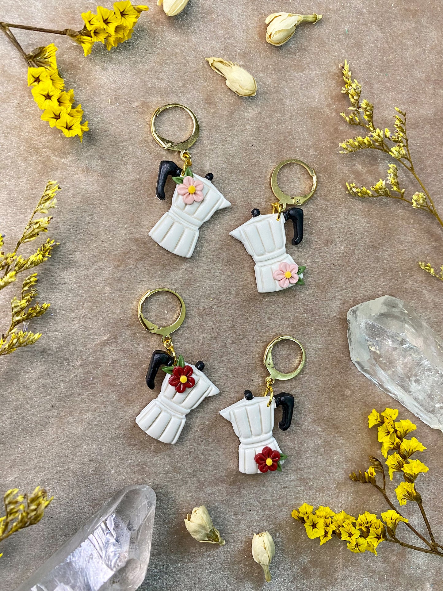 White Cafetera Midi Earrings