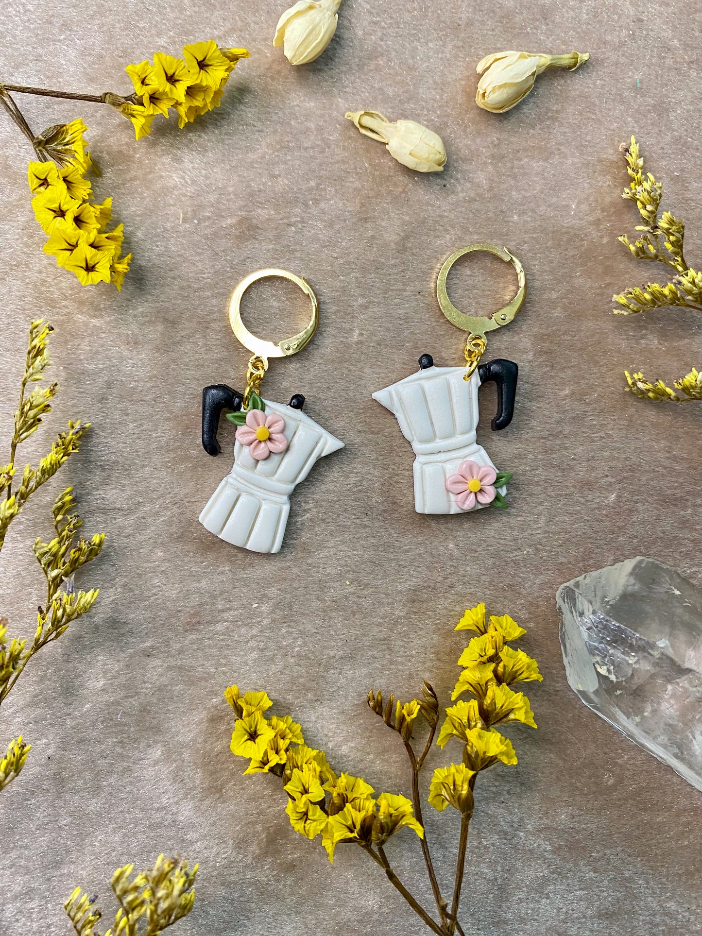 White Cafetera Midi Earrings
