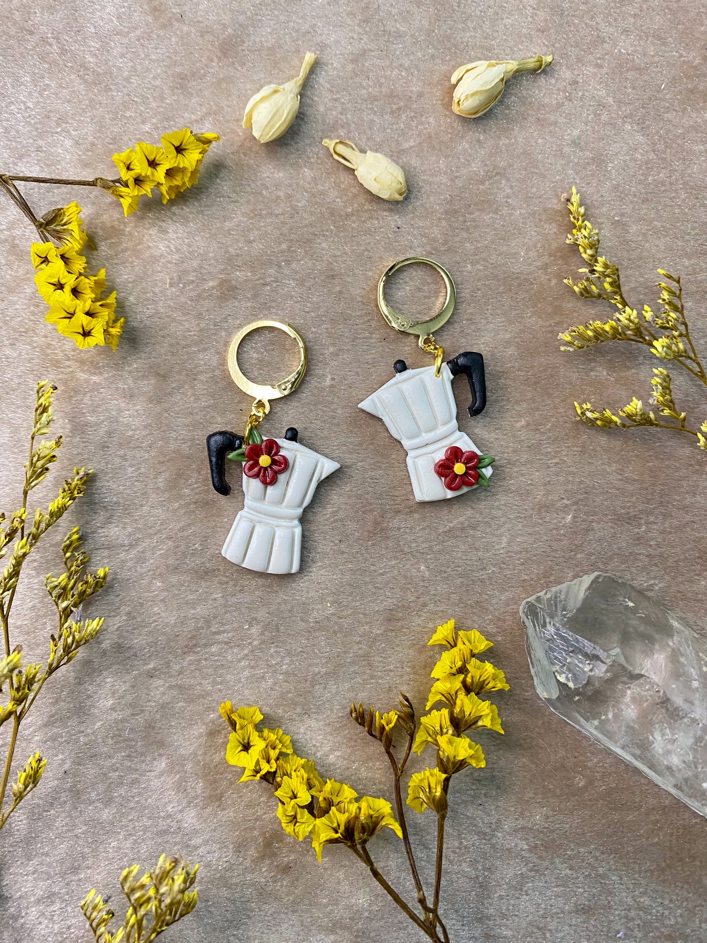 White Cafetera Midi Earrings