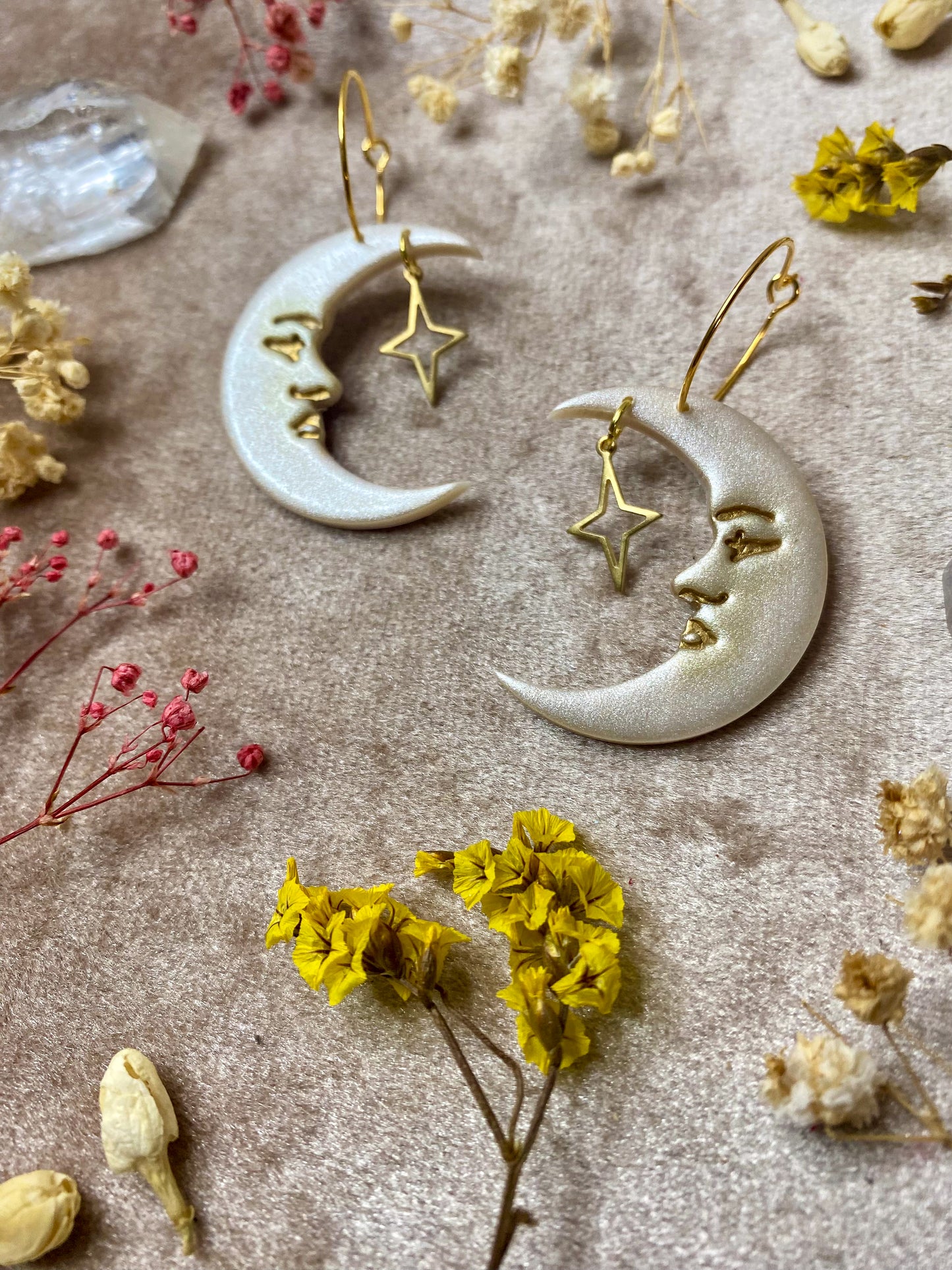 Pearly Moon Hoop Earrings