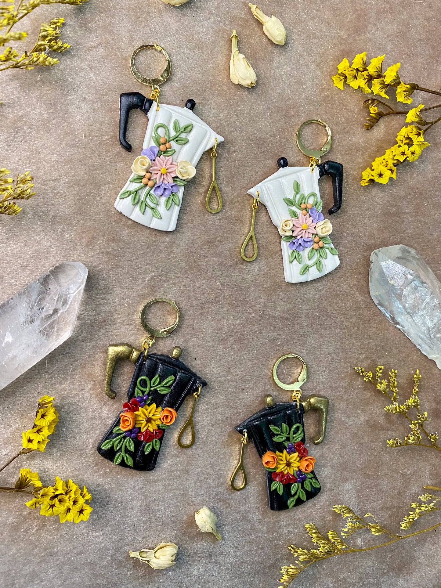 Large Floral Cafetera Earrings