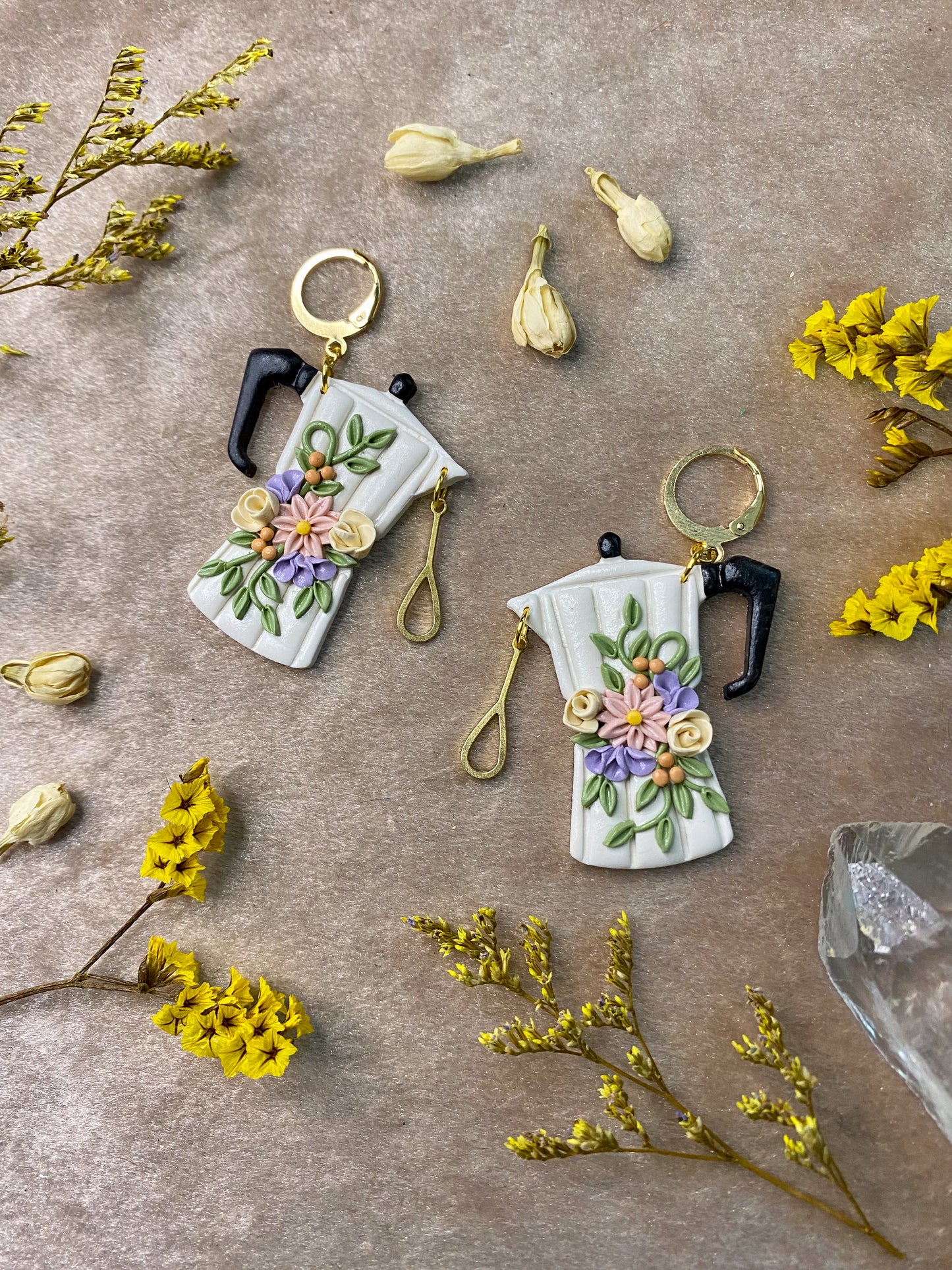Large Floral Cafetera Earrings