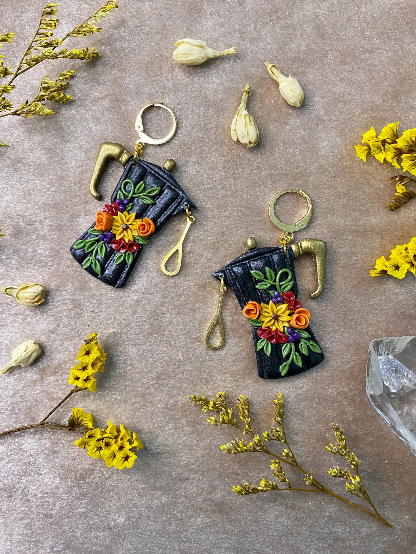 Large Floral Cafetera Earrings