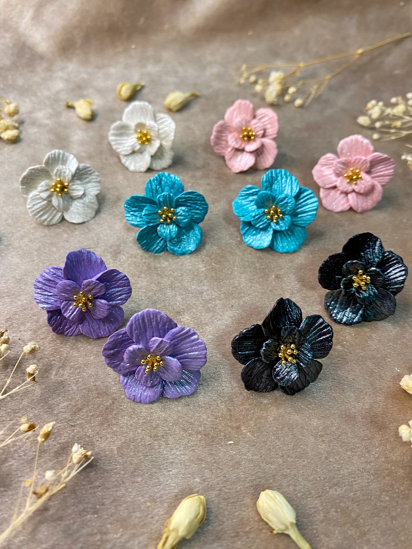 Textured Floral Stud Earrings