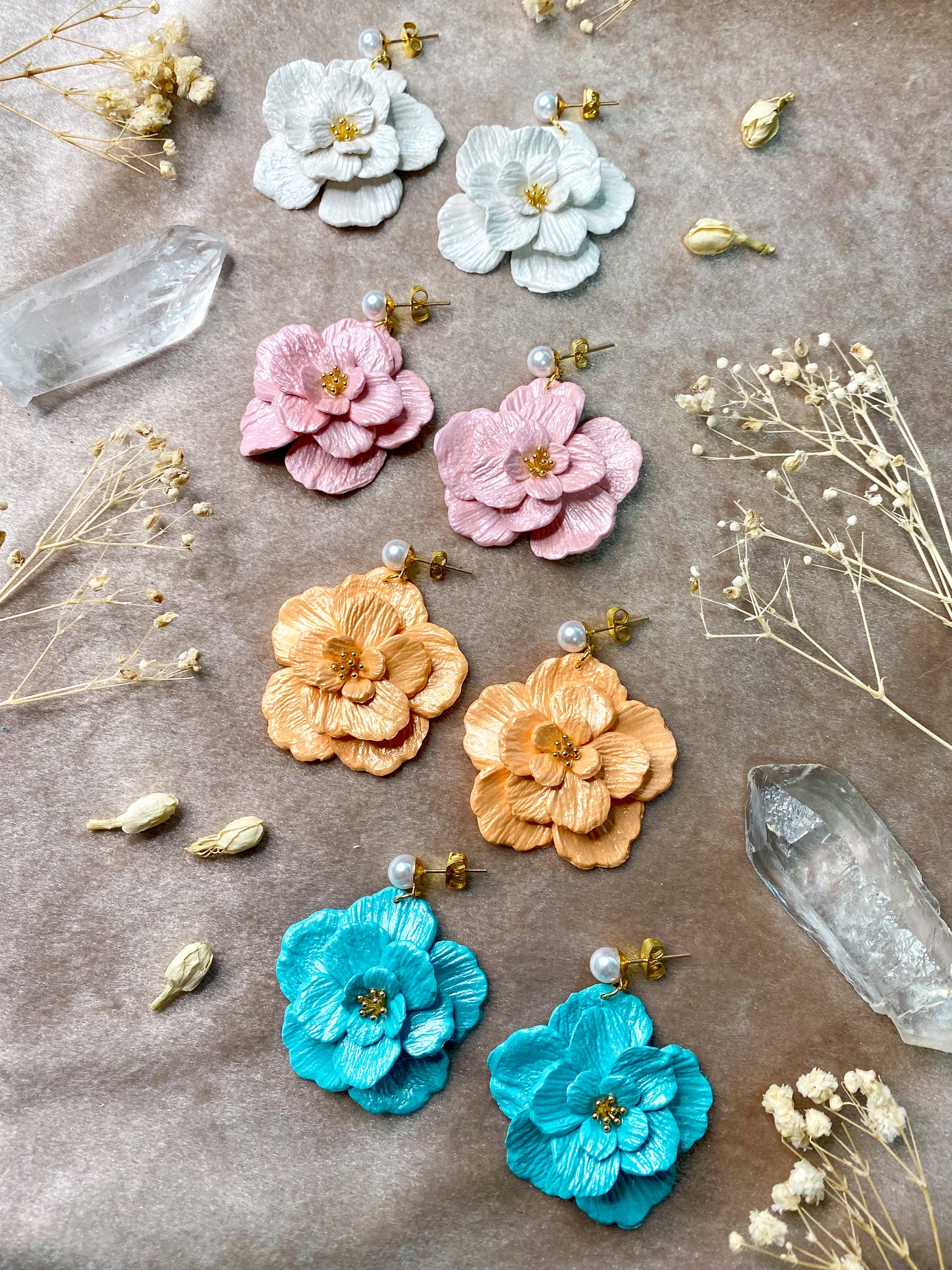 Pearl Flower Dangle Earrings