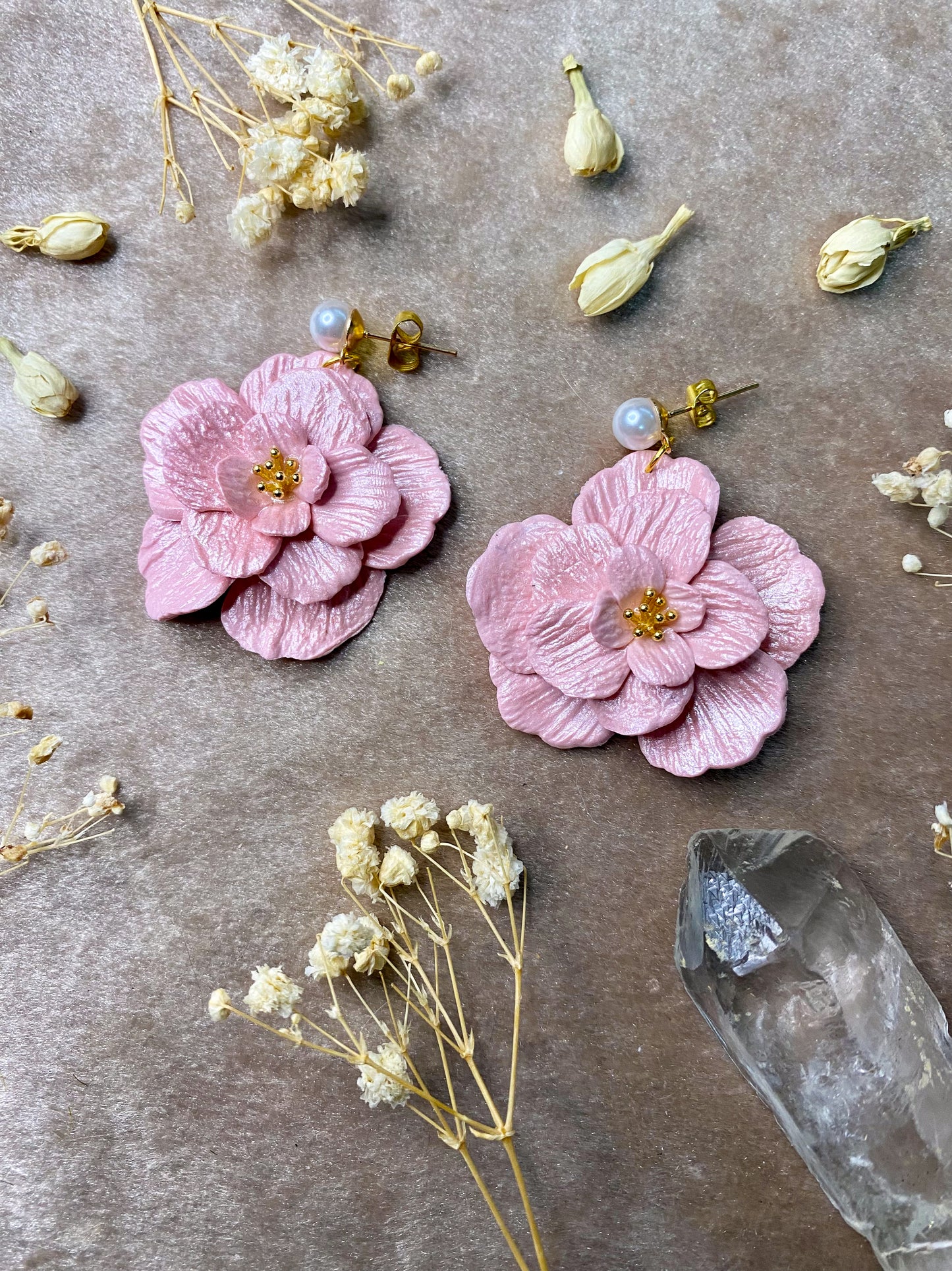 Pearl Flower Dangle Earrings