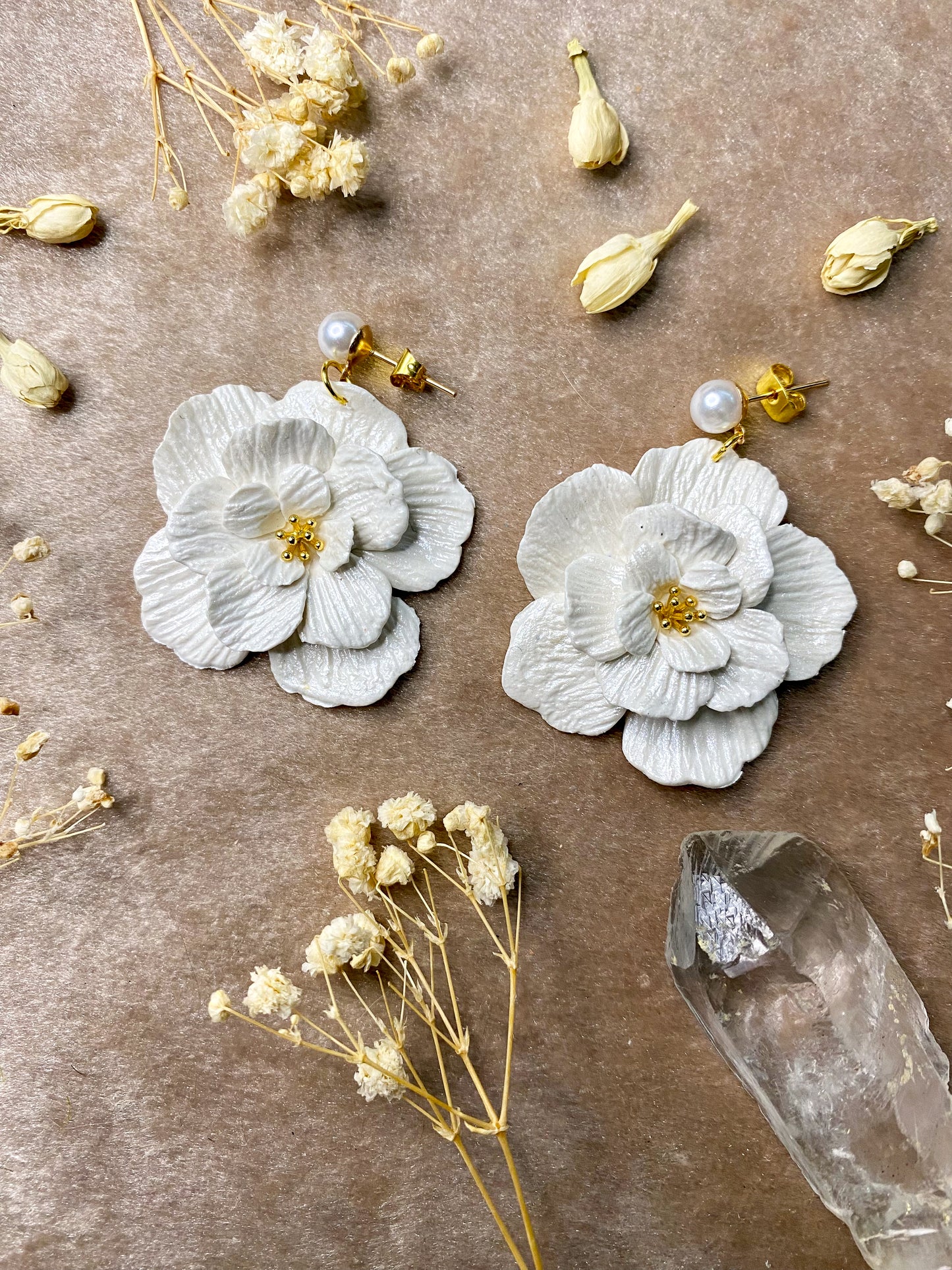 Pearl Flower Dangle Earrings