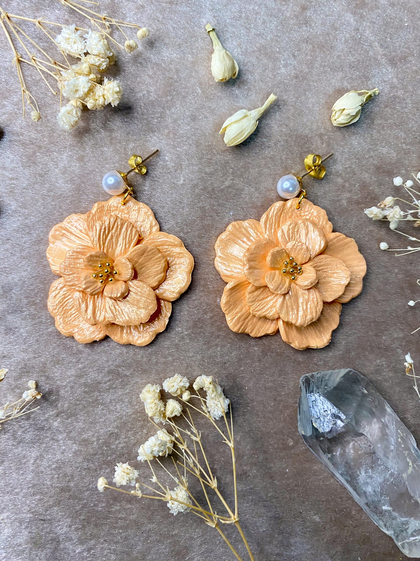 Pearl Flower Dangle Earrings