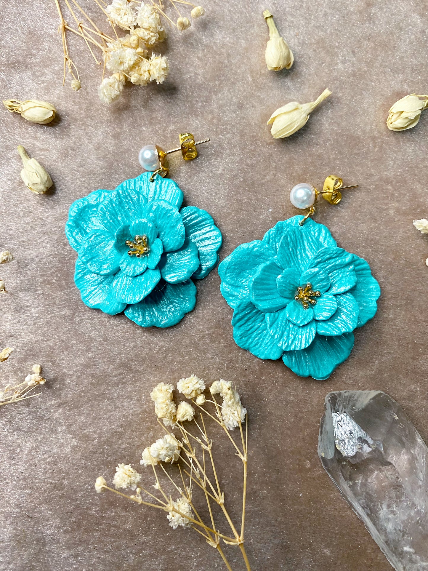 Pearl Flower Dangle Earrings