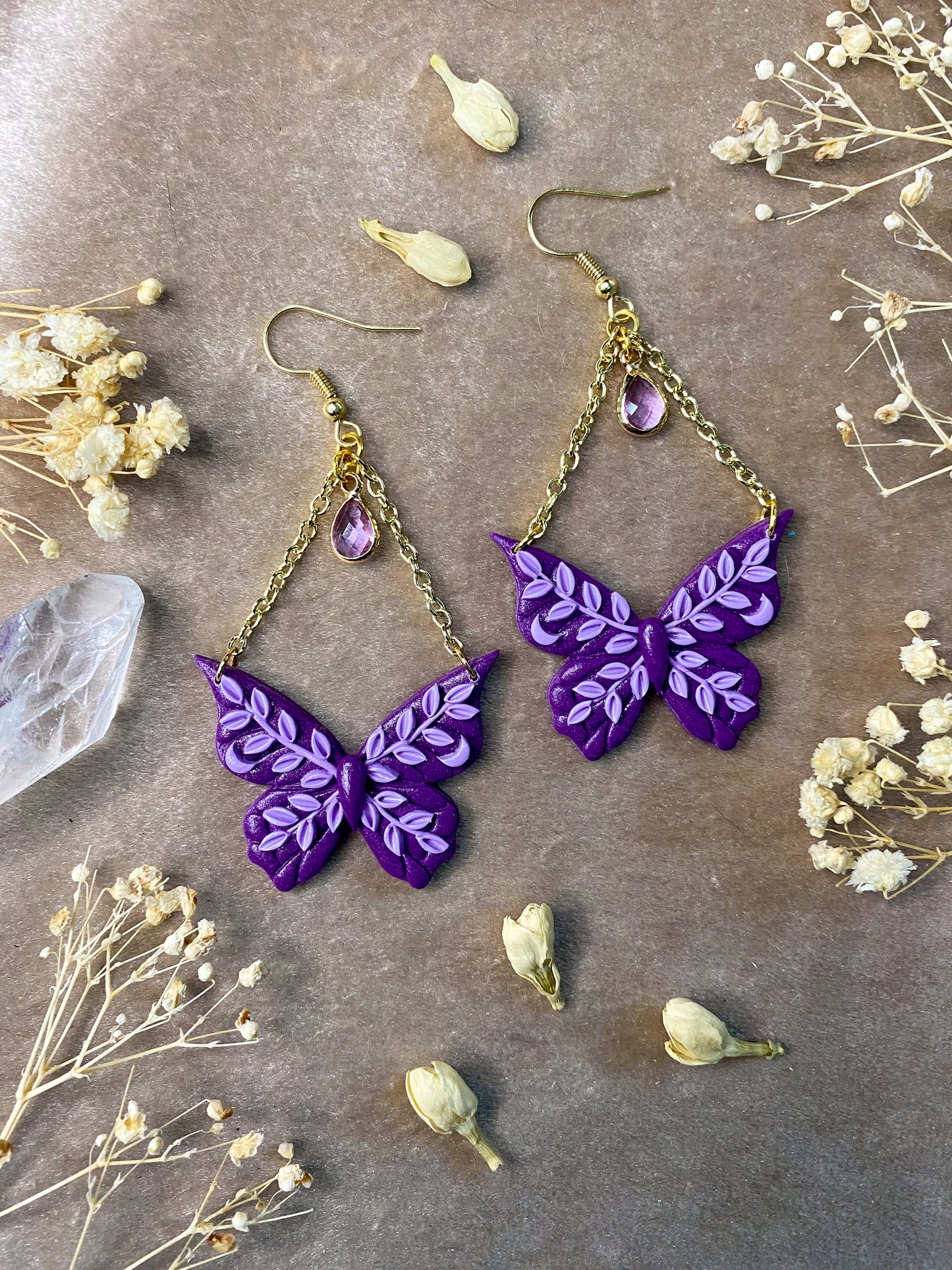 Monochrome Crystal Butterfly Earrings