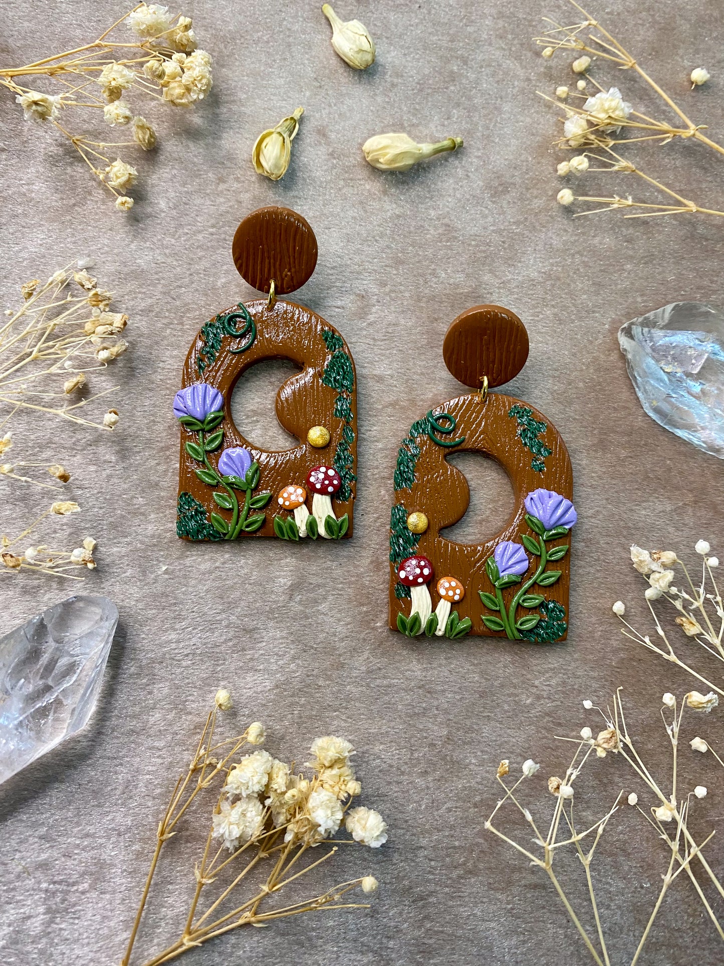 polymer clay fairy door earrings