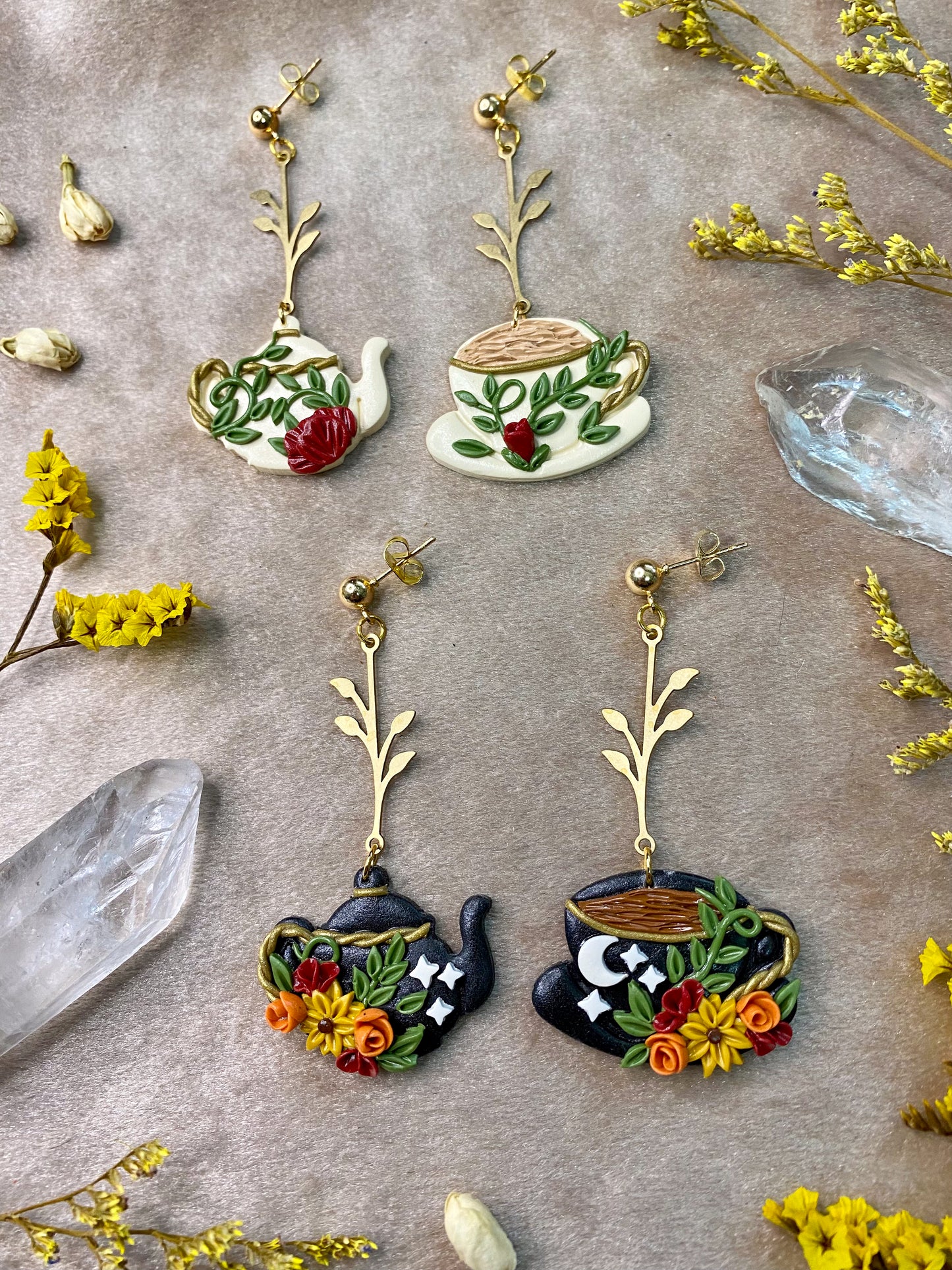 Floral Tea Set Earrings