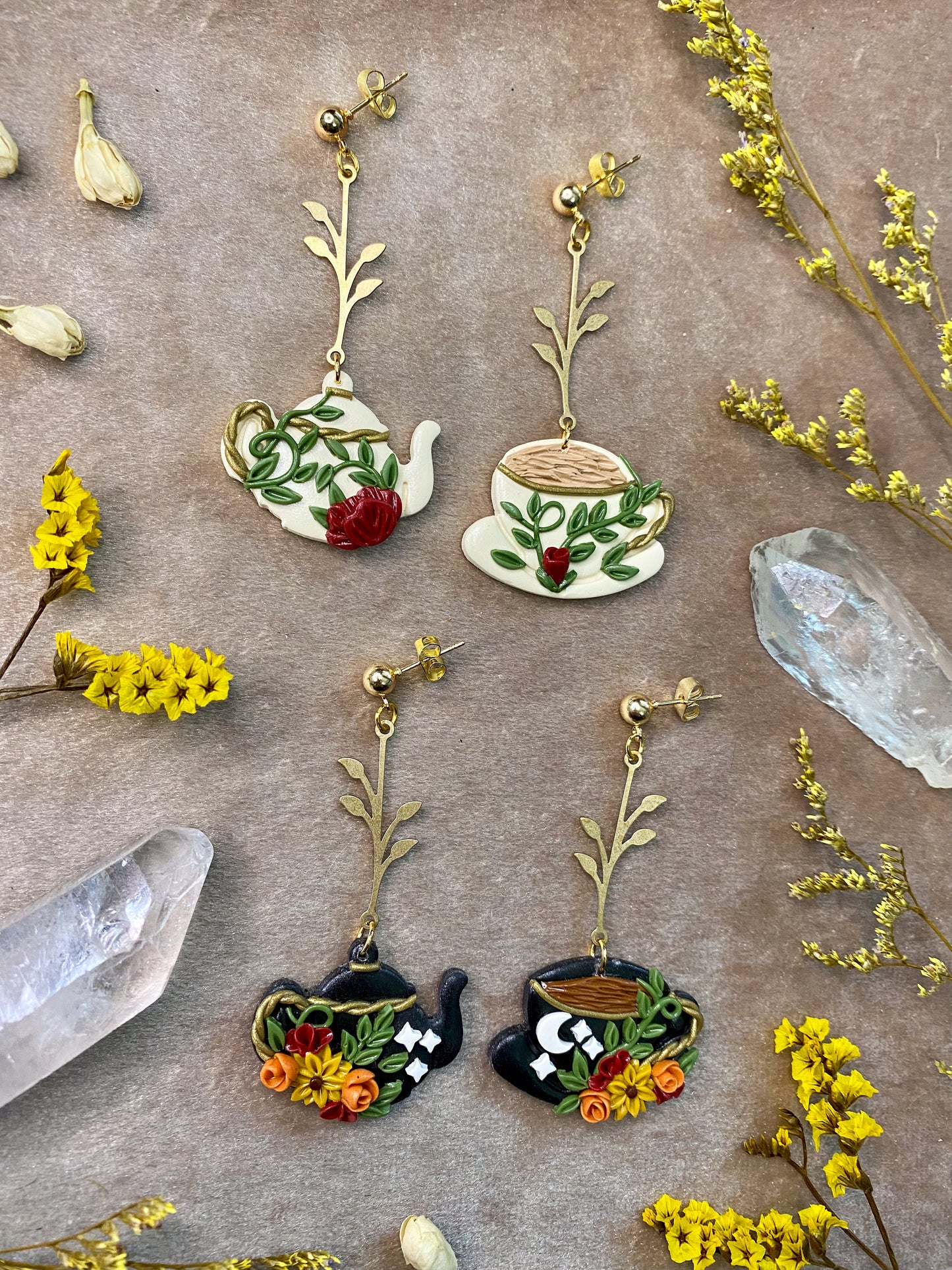 Floral Tea Set Earrings
