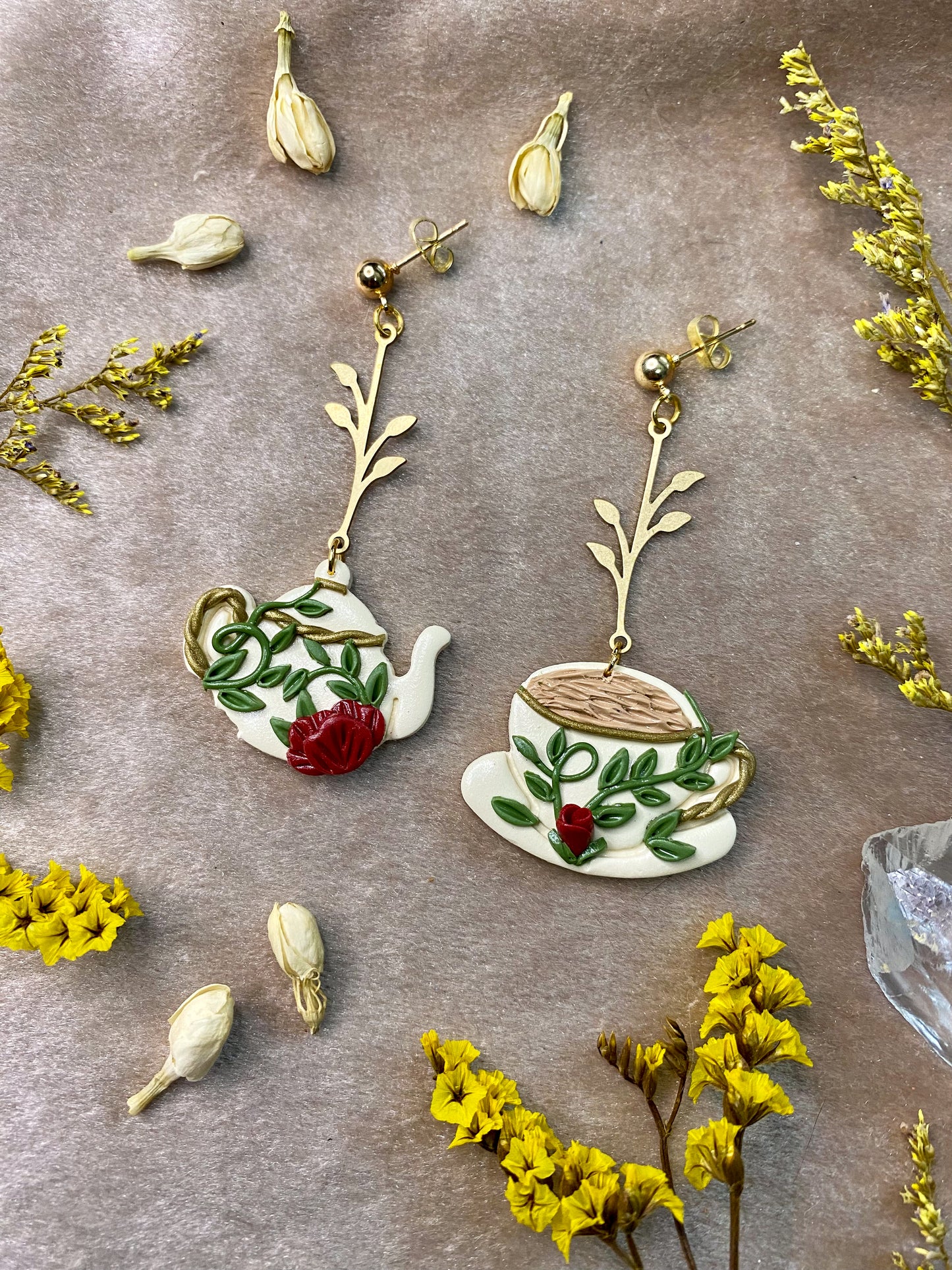 Floral Tea Set Earrings