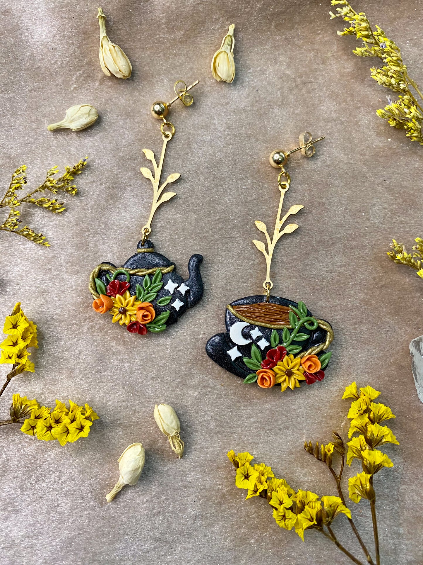 Floral Tea Set Earrings