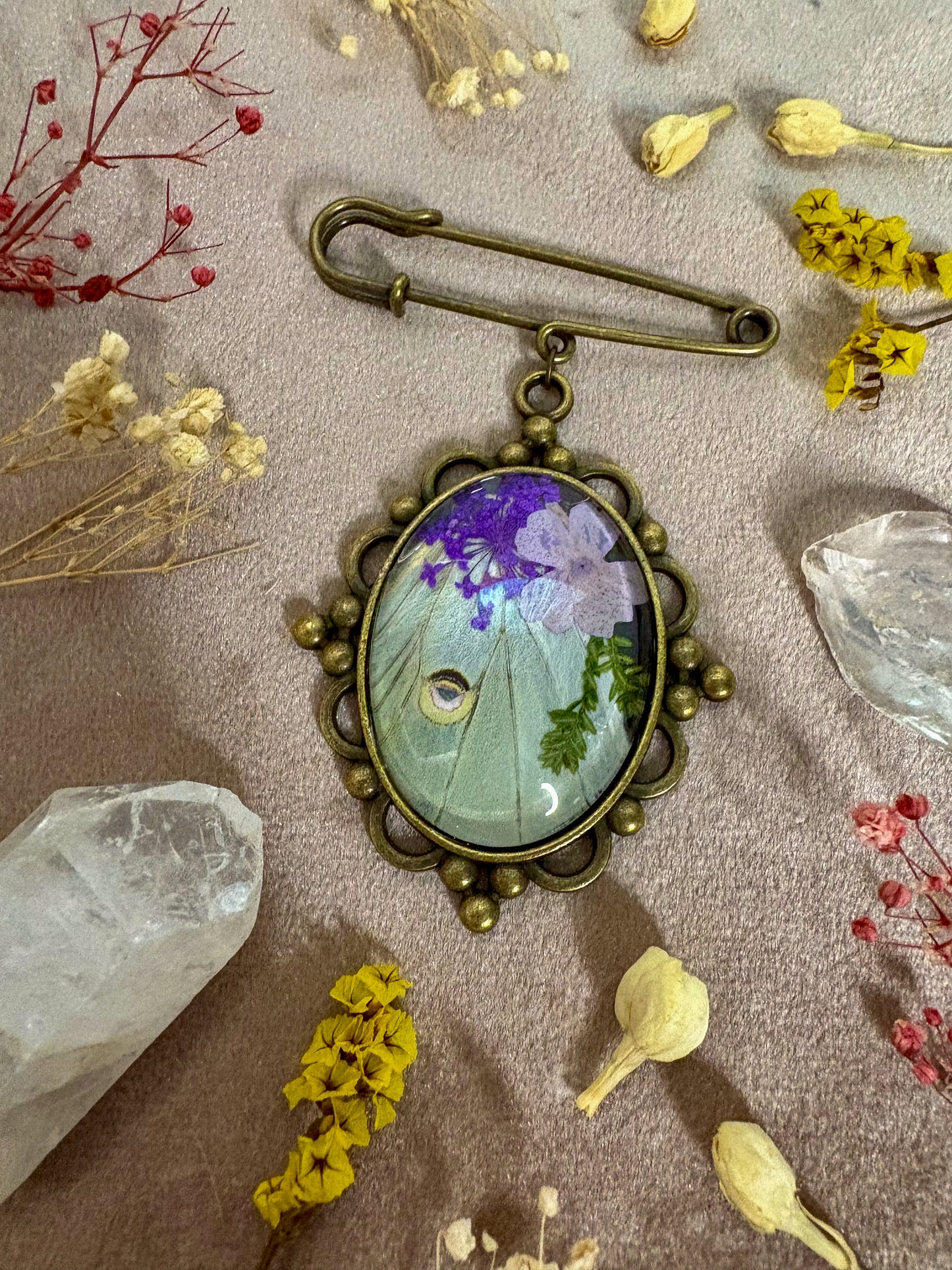Luna Moth Brooch (large brass)