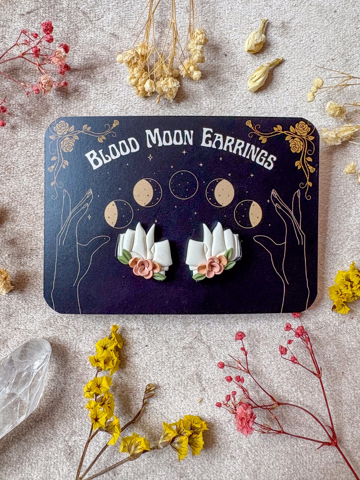 Floral Open Book Stud Earrings