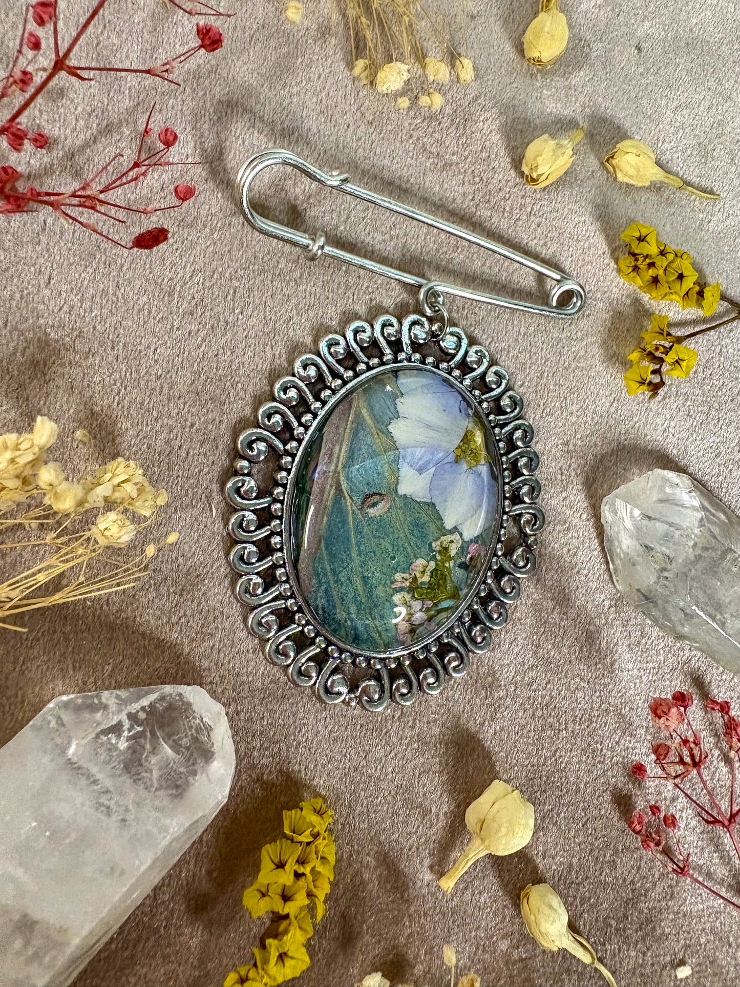 Luna Moth Brooch (large silver)