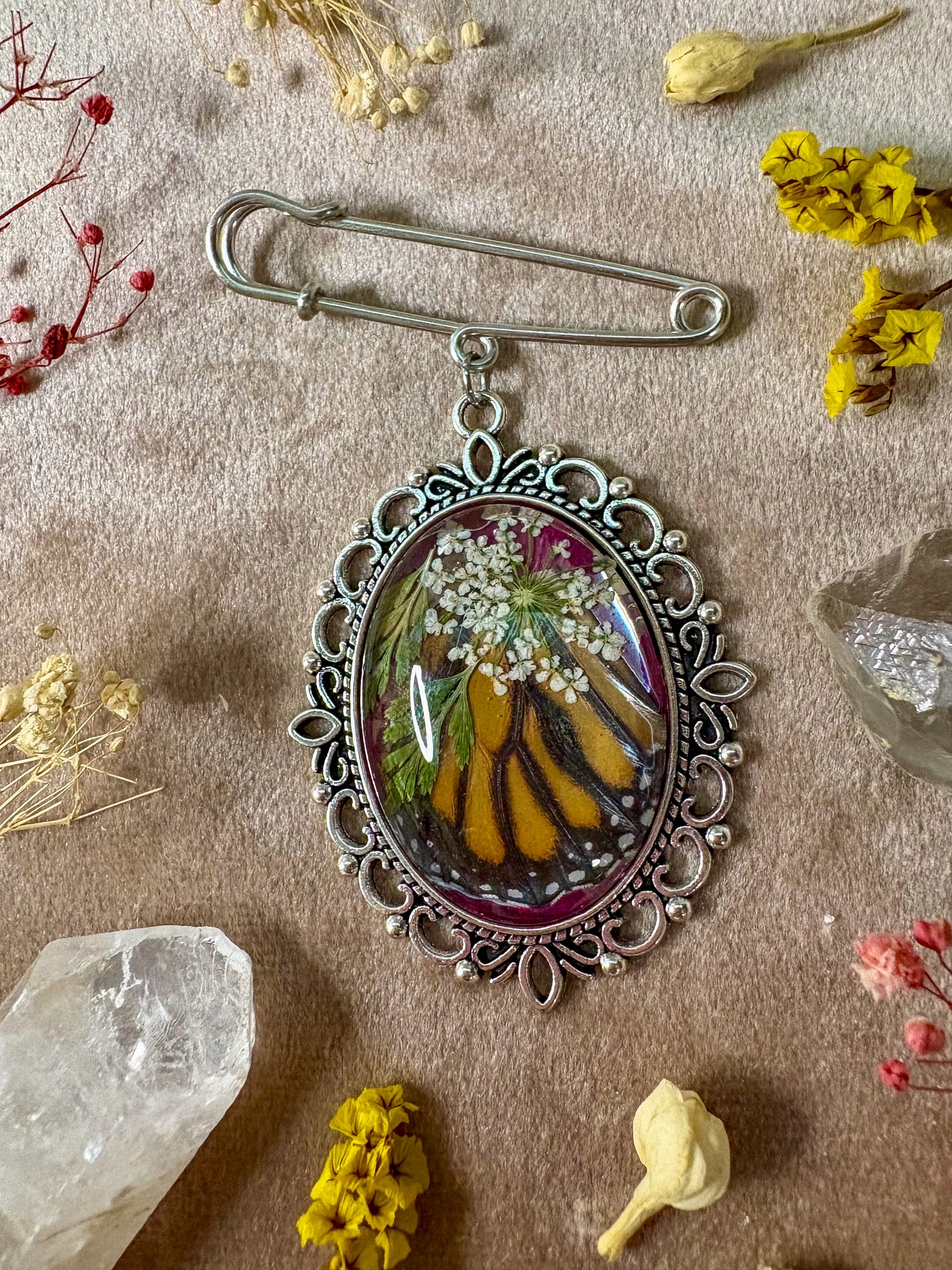 Monarch Butterfly Brooch (large silver)