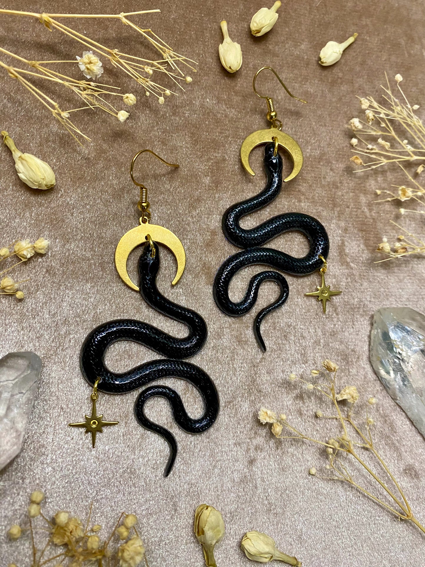 Serpens Snake Earrings (Black)