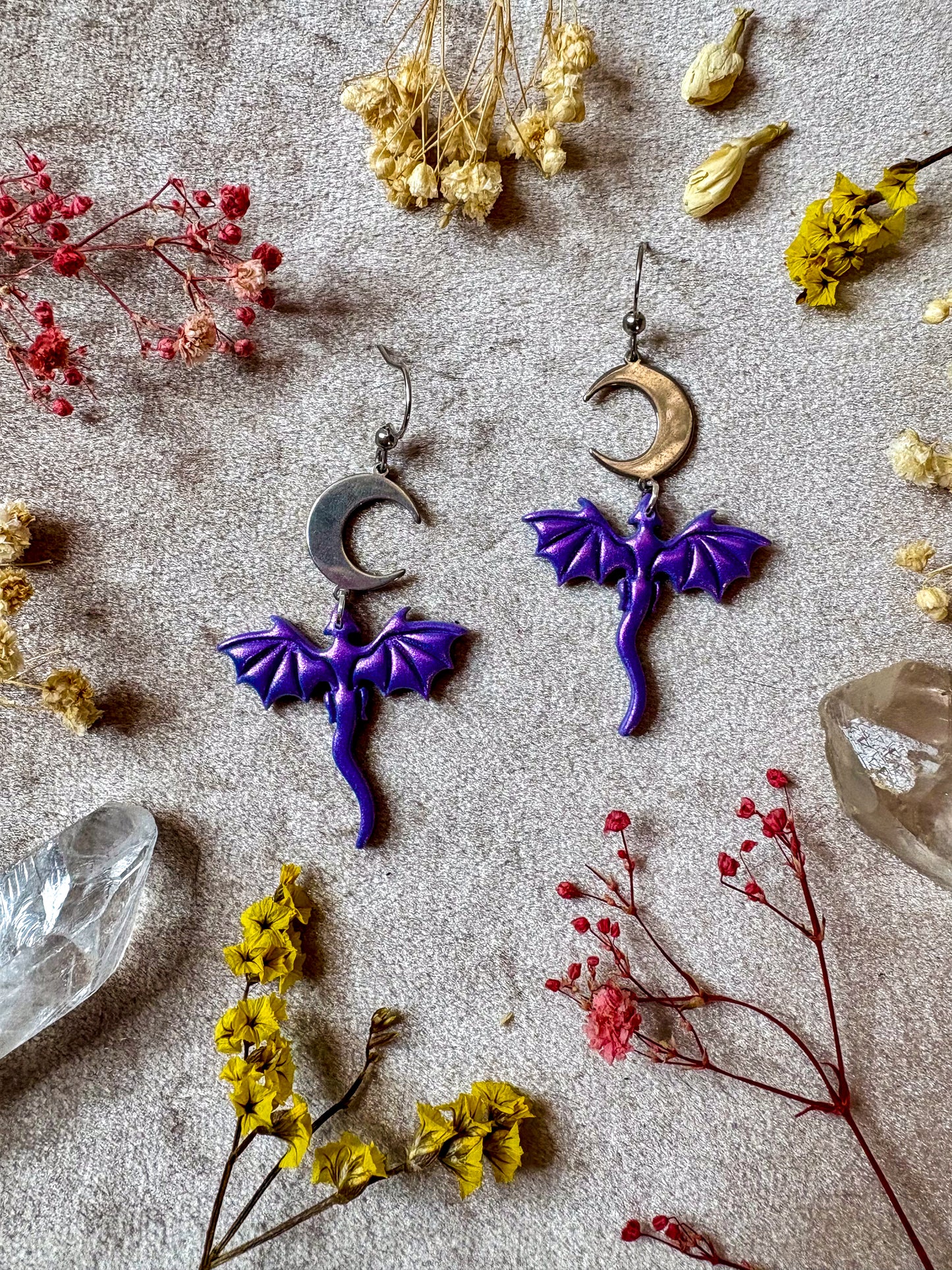 Lilac Mini Dragon Earrings