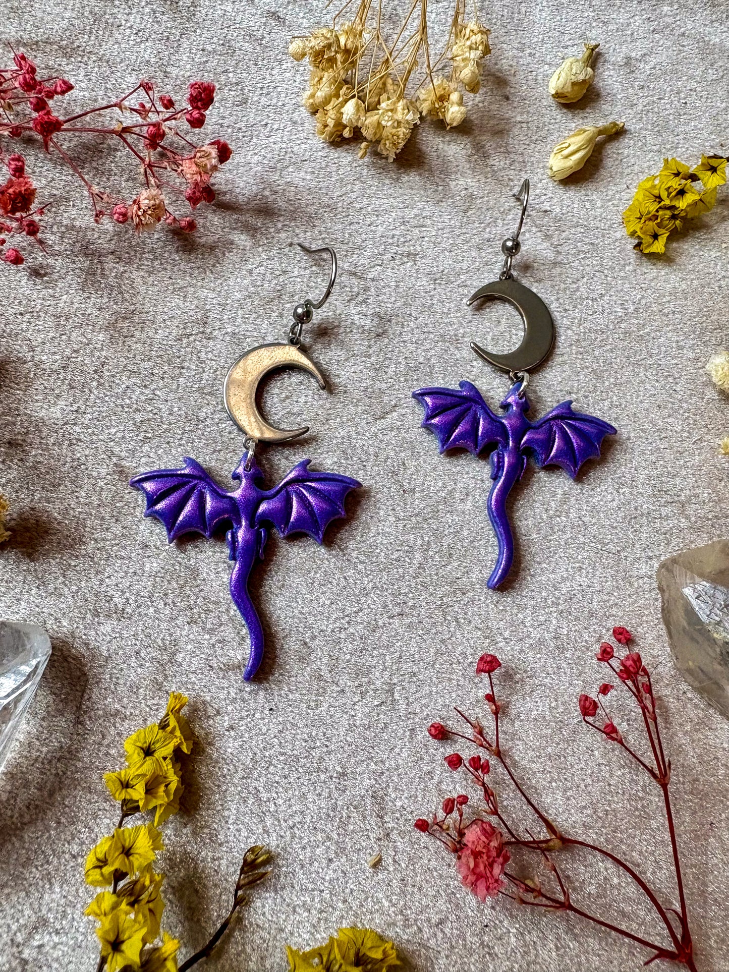 Lilac Mini Dragon Earrings
