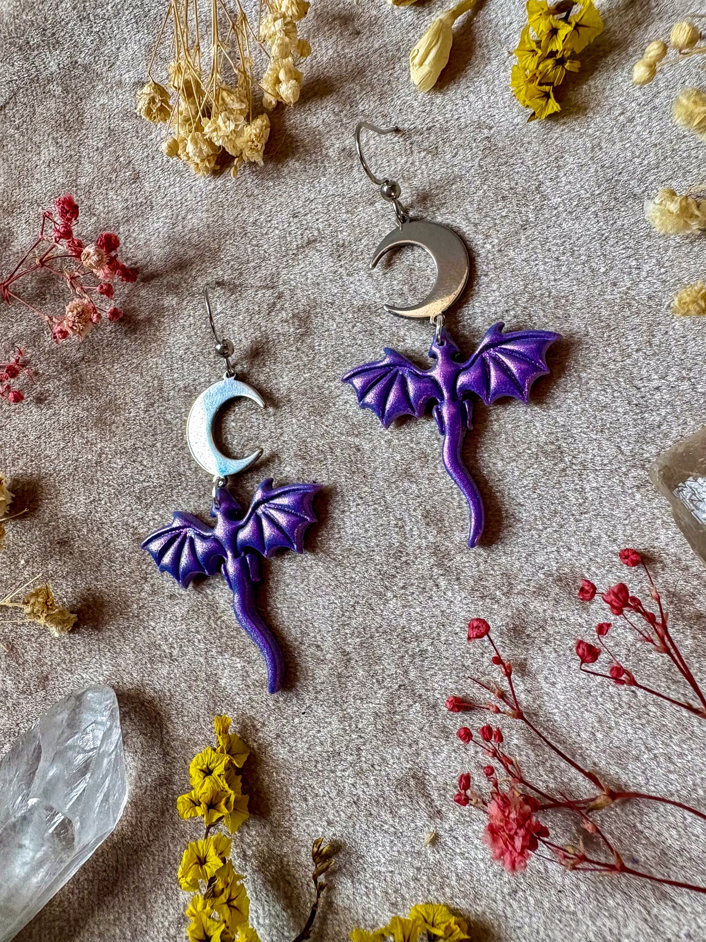 Lilac Mini Dragon Earrings