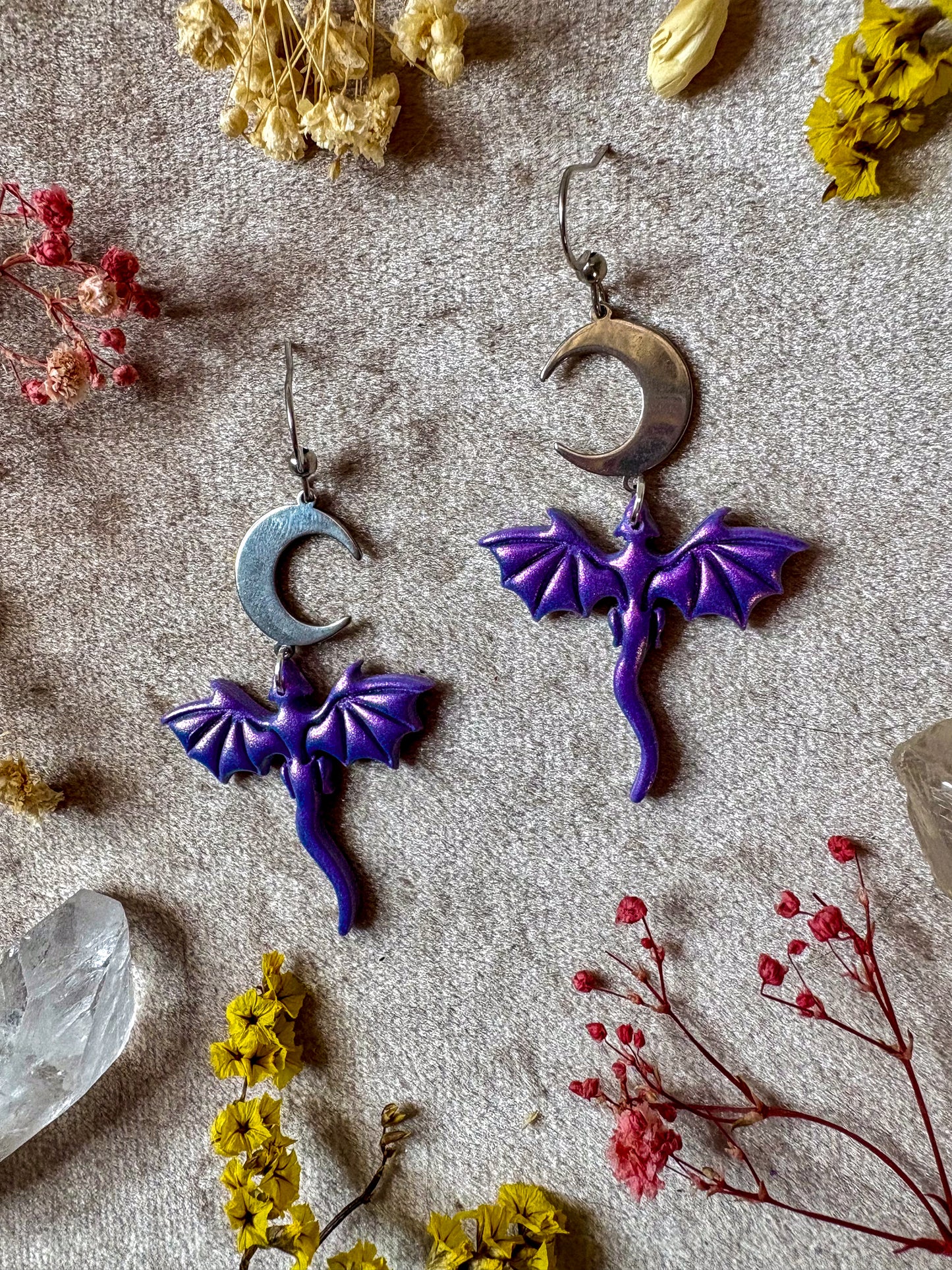 Lilac Mini Dragon Earrings