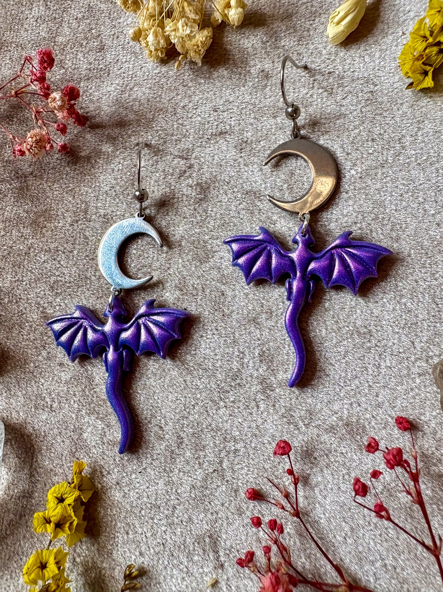 Lilac Mini Dragon Earrings
