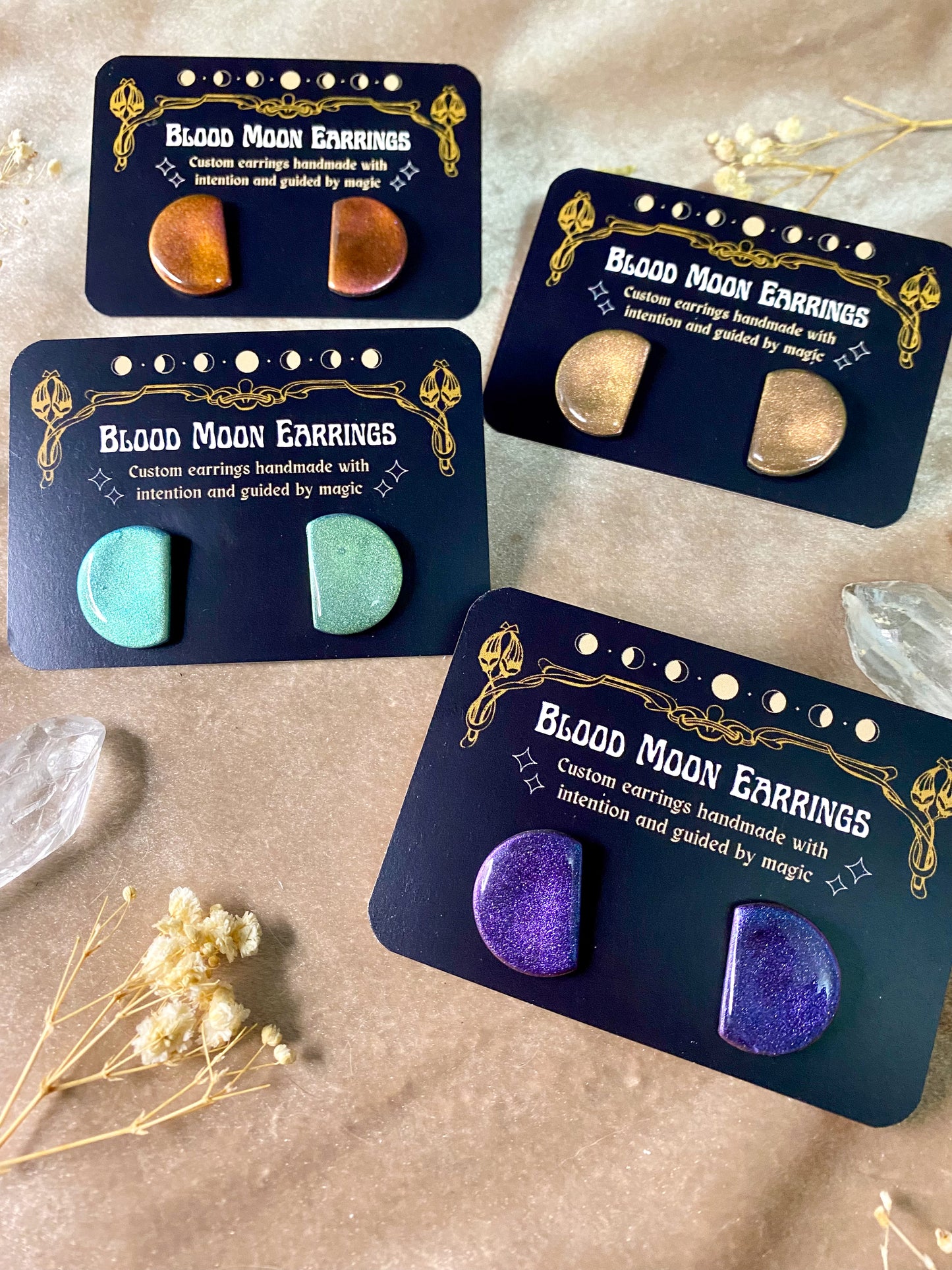 polymer clay and resin color shift stud earrings