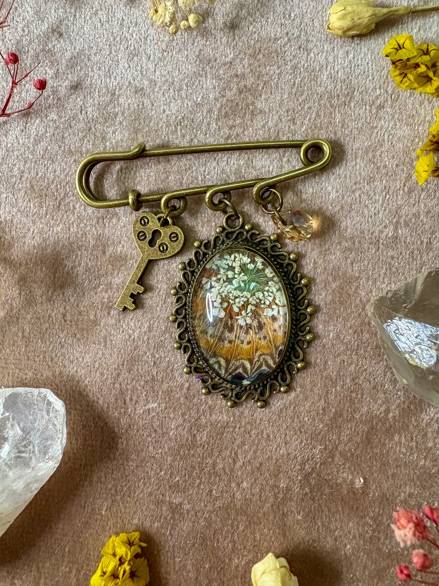 Red Lacewing Butterfly Brooch (small brass)