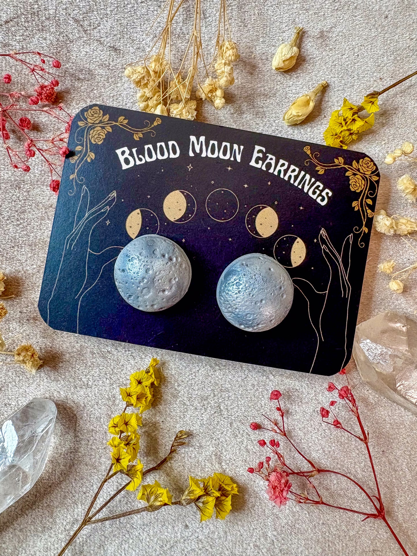 Oversized Moon Stud Earrings