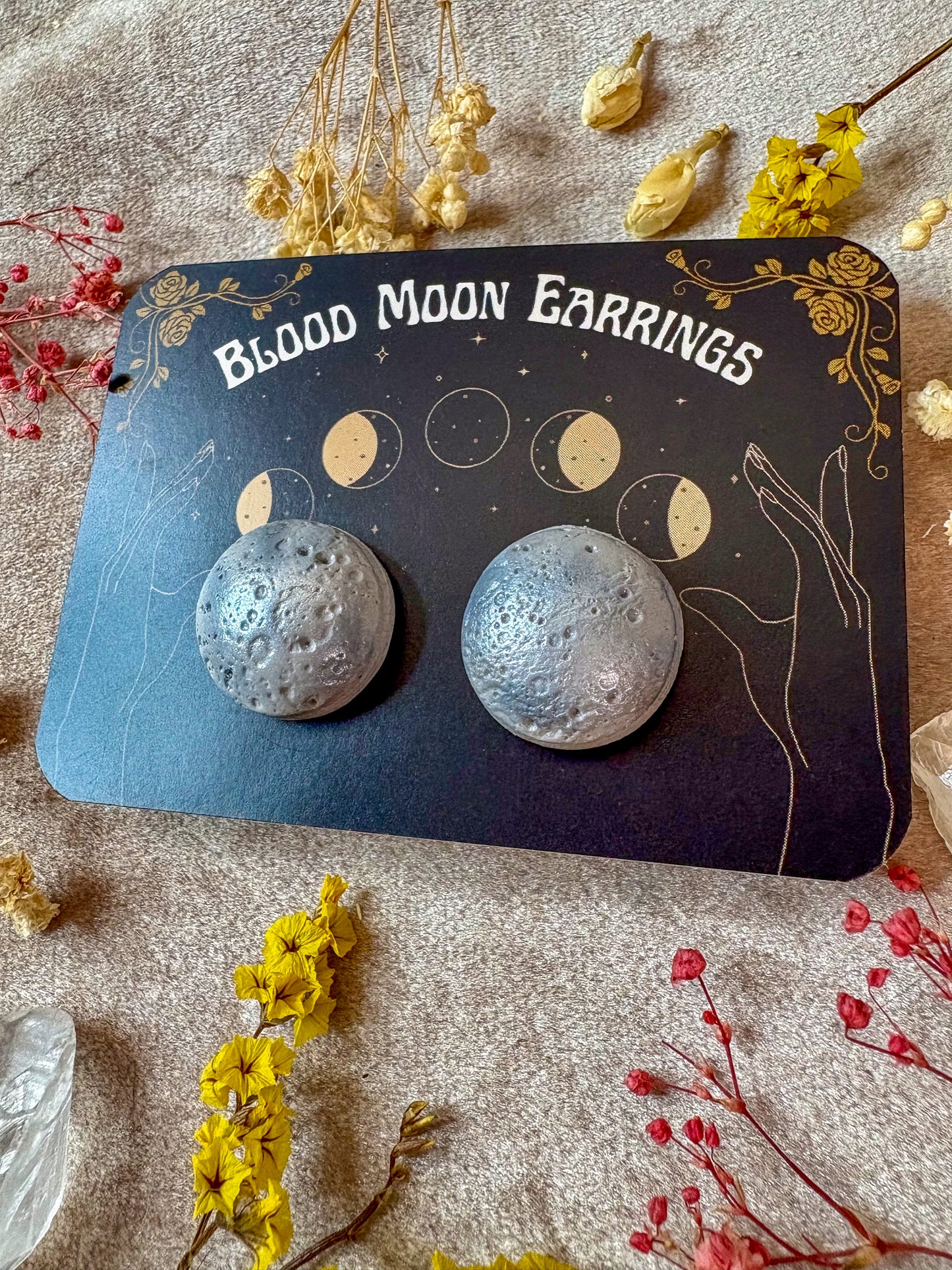 Oversized Moon Stud Earrings