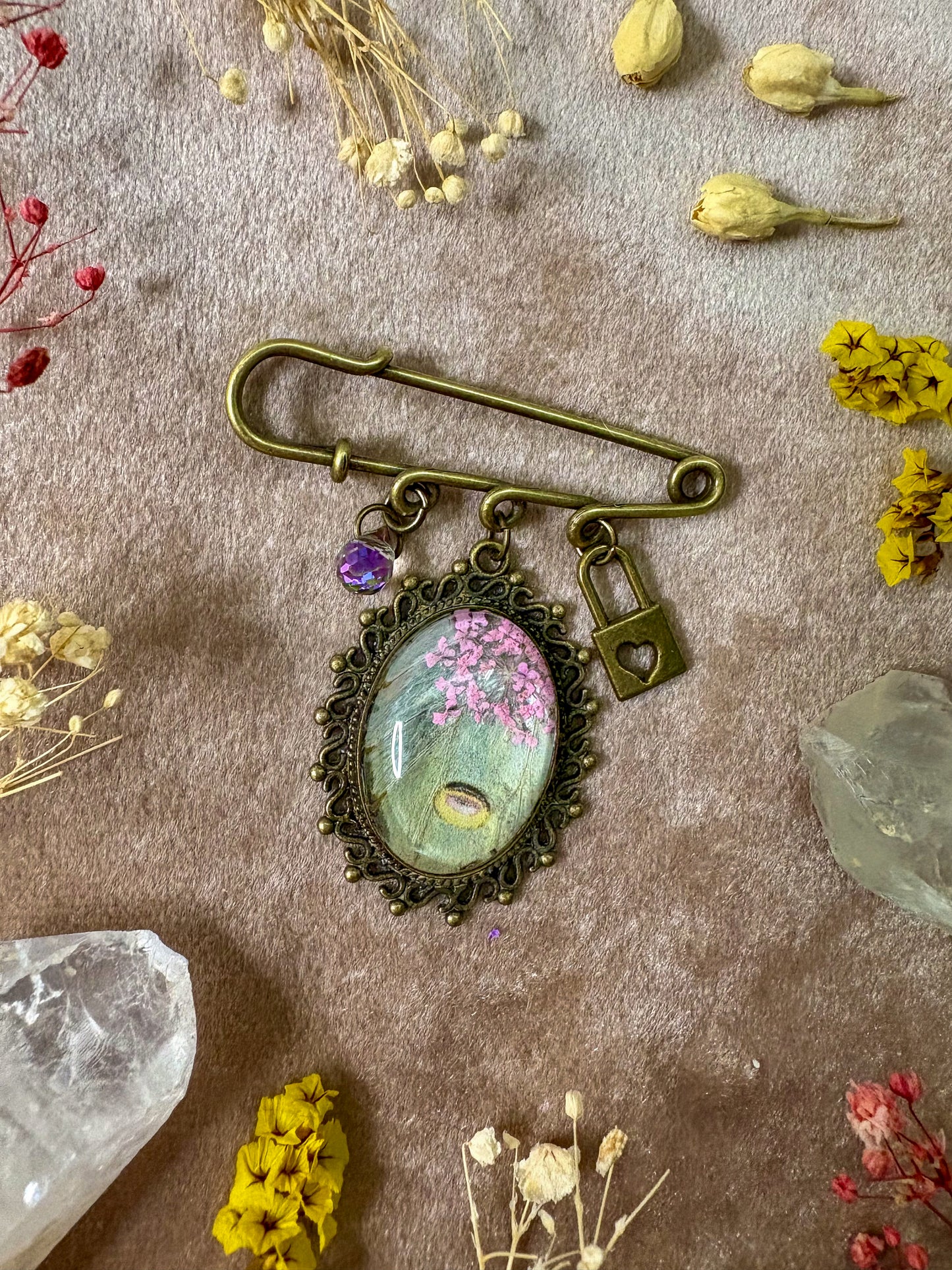 Luna Moth Brooch (small brass)
